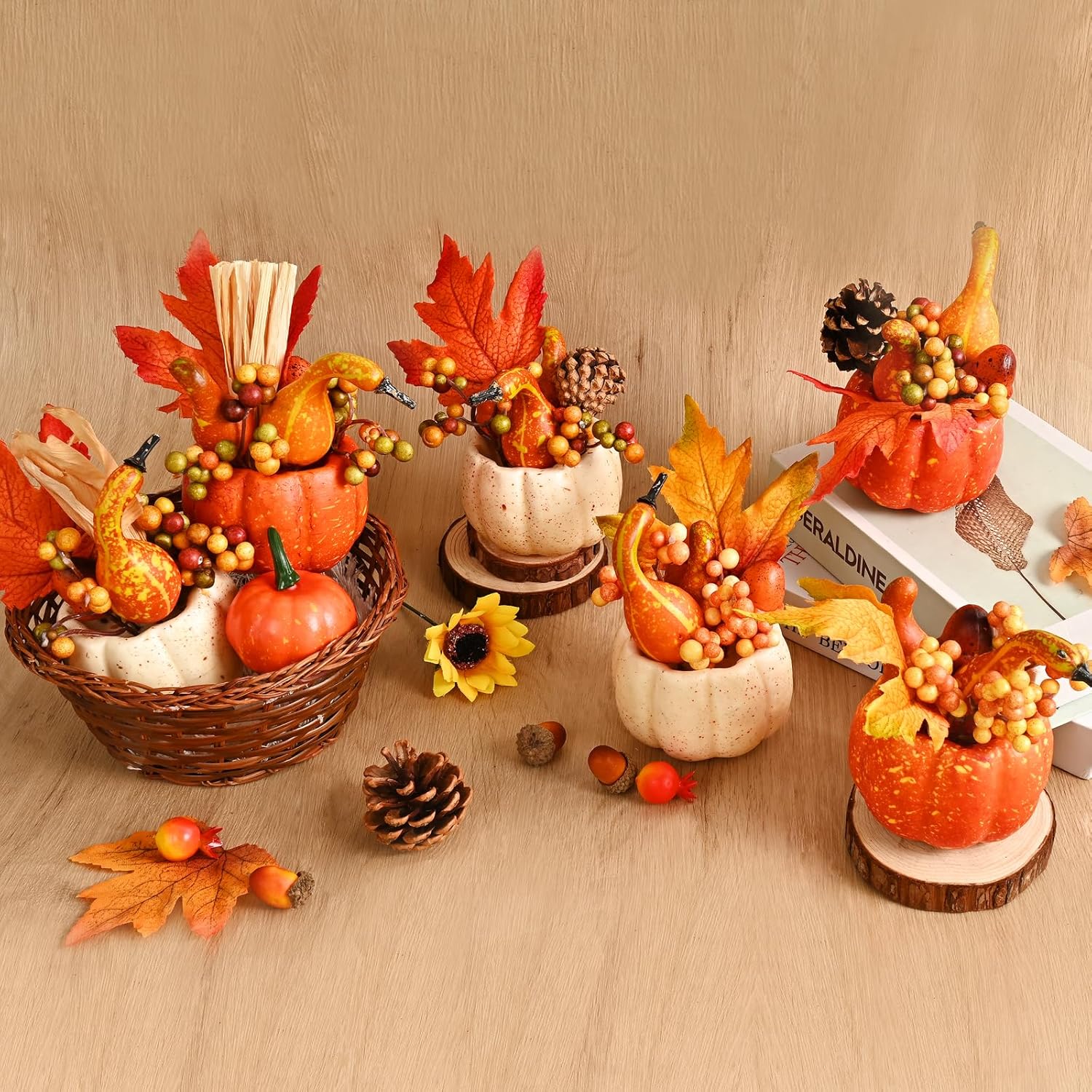 Waipfaru Fall Decor 6Pcs Artificial Pumpkins for Home