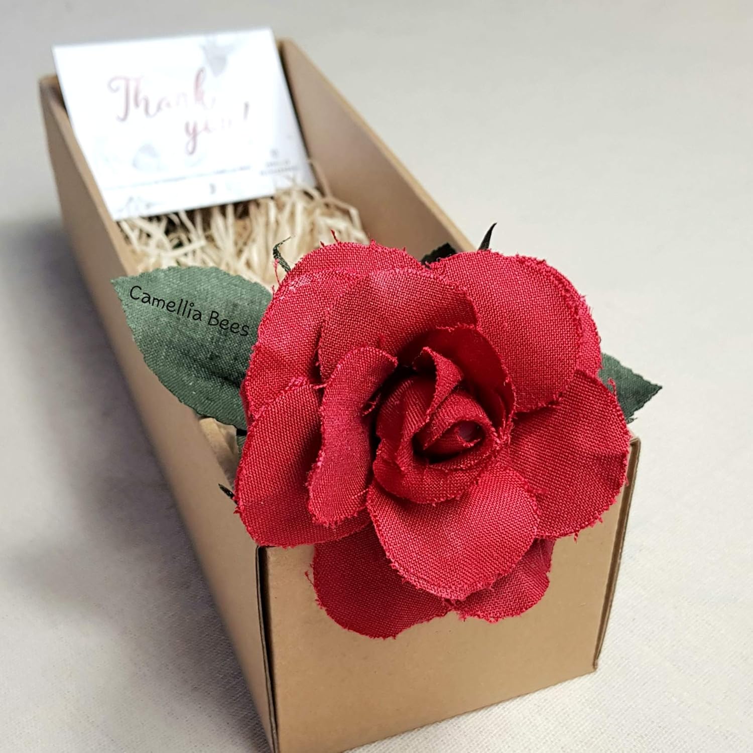 Cotton Linen Handmade Red Rose for Wedding Anniversary