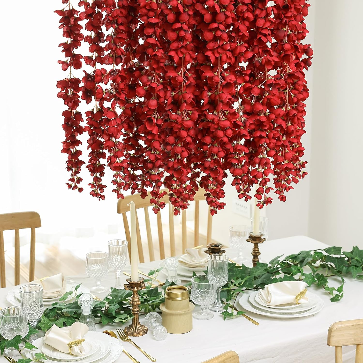 Mizii 6Pcs Burgundy Wisteria Artificial Garland Flowers