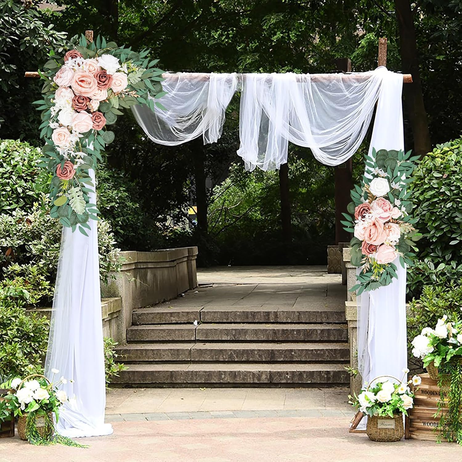 Emivery Dusty Rose Wedding Arch Flowers