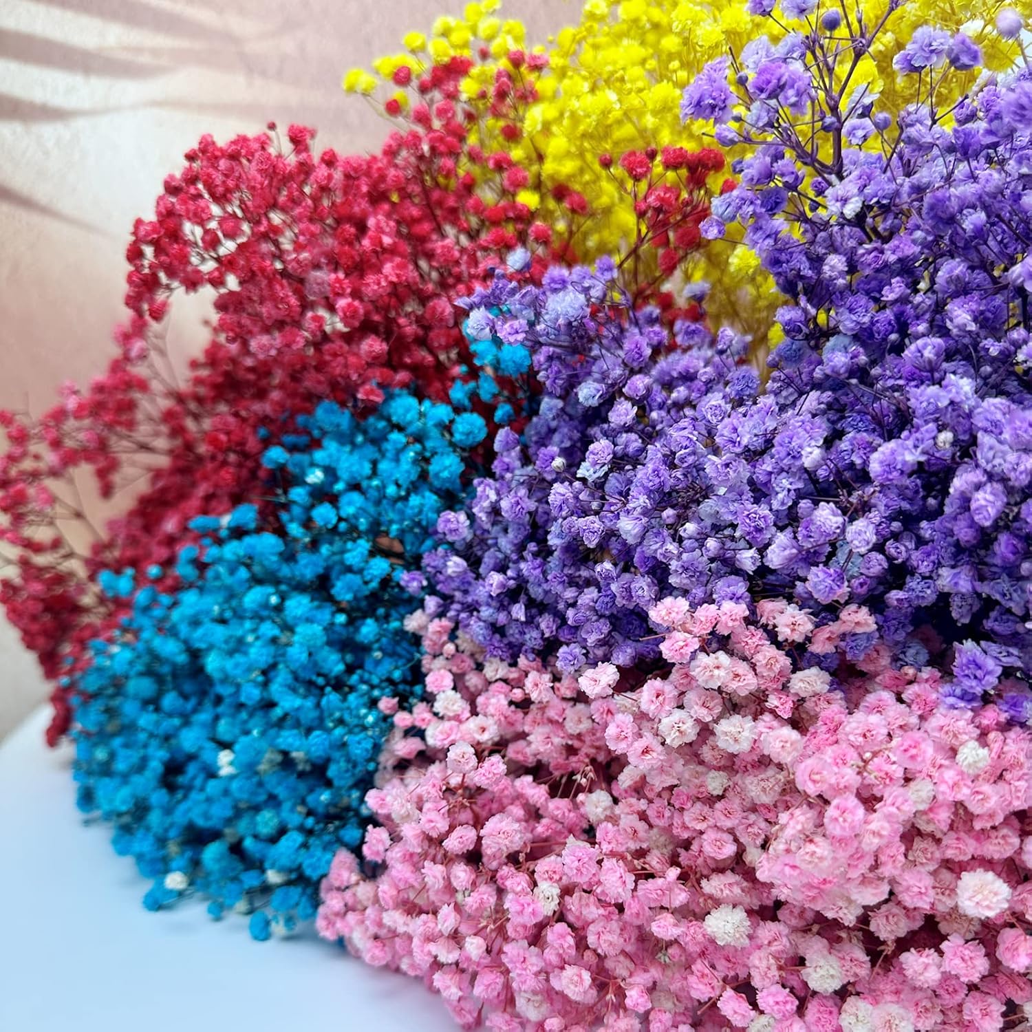 Preserved Babys Breath Flower Bunches Light Blue 3-Pack 12 Inches Tall
