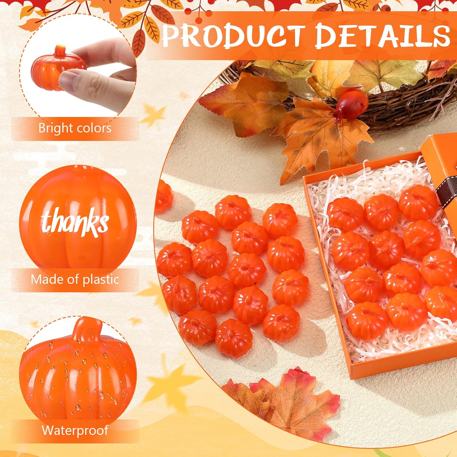120 Pcs Artificial Mini Fall Pumpkins Decorations