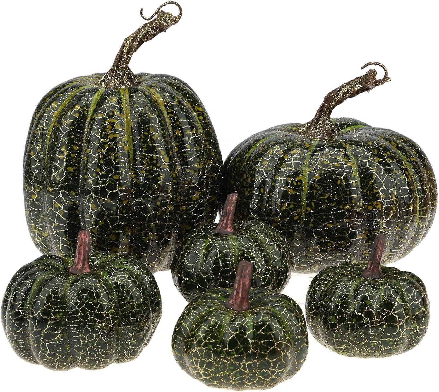 6 Pcs Realistic Fake Halloween Pumpkin Decorations Green