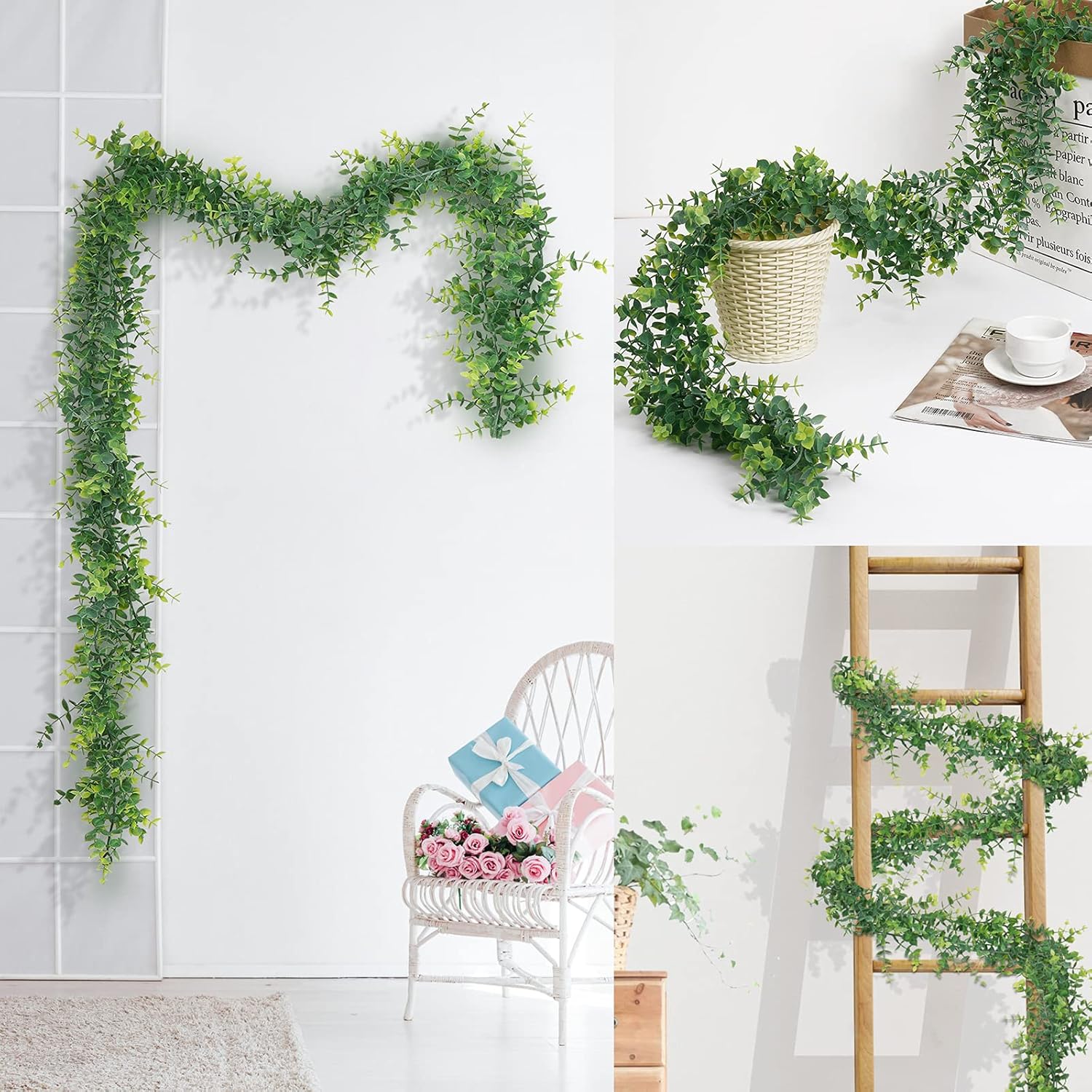Artflower 3 Pack Artificial Eucalyptus Garland