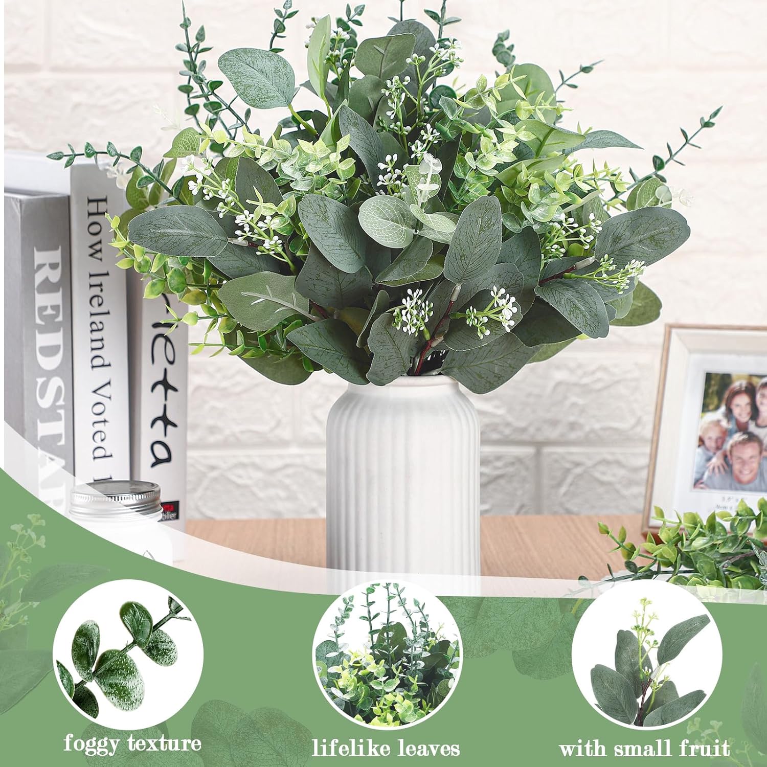 Ceenna 120 Pcs 6 Kinds Artificial Eucalyptus Greenery Set