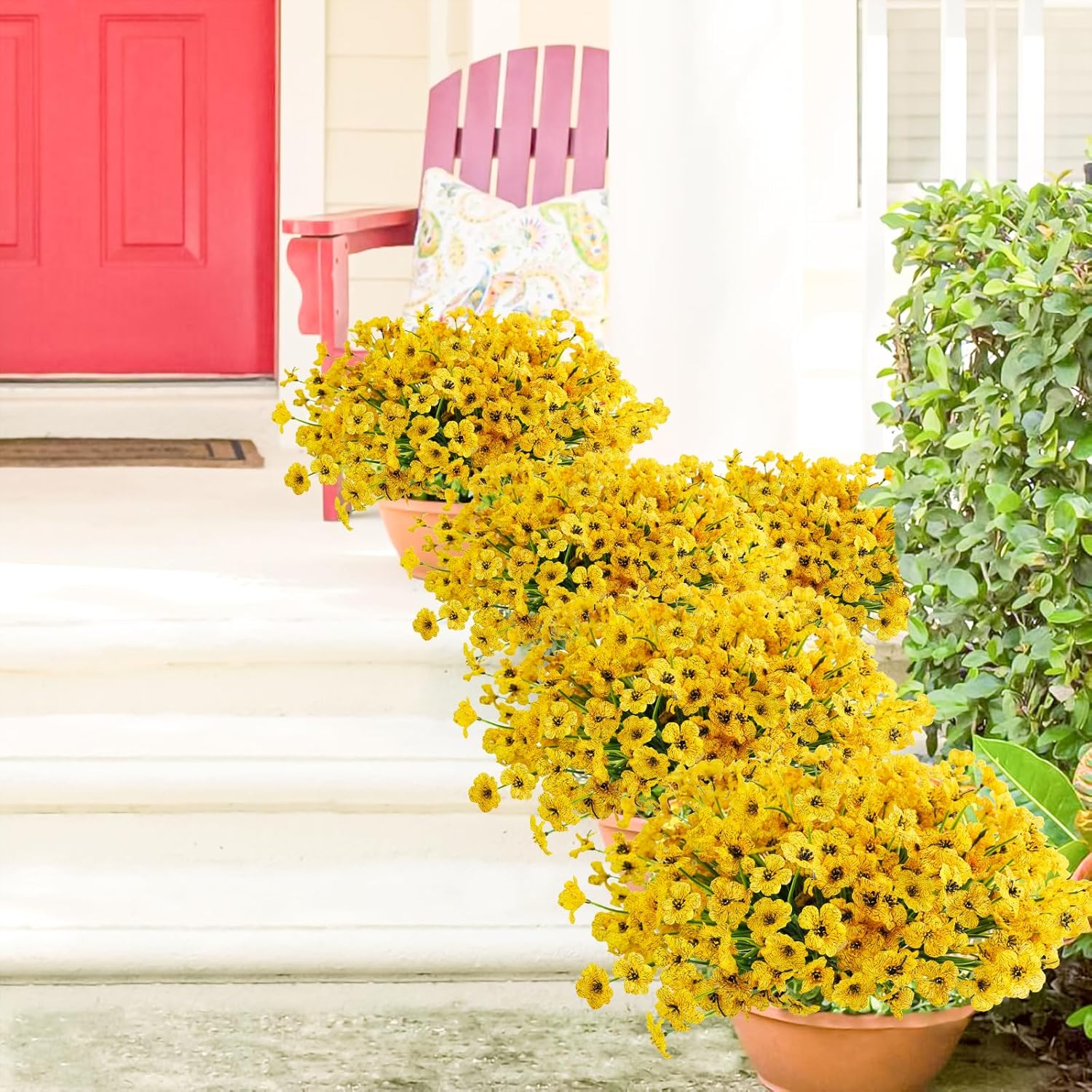 Uieke 72 Bundle UV Resistant Yellow Artificial Flowers for Outdoor Use