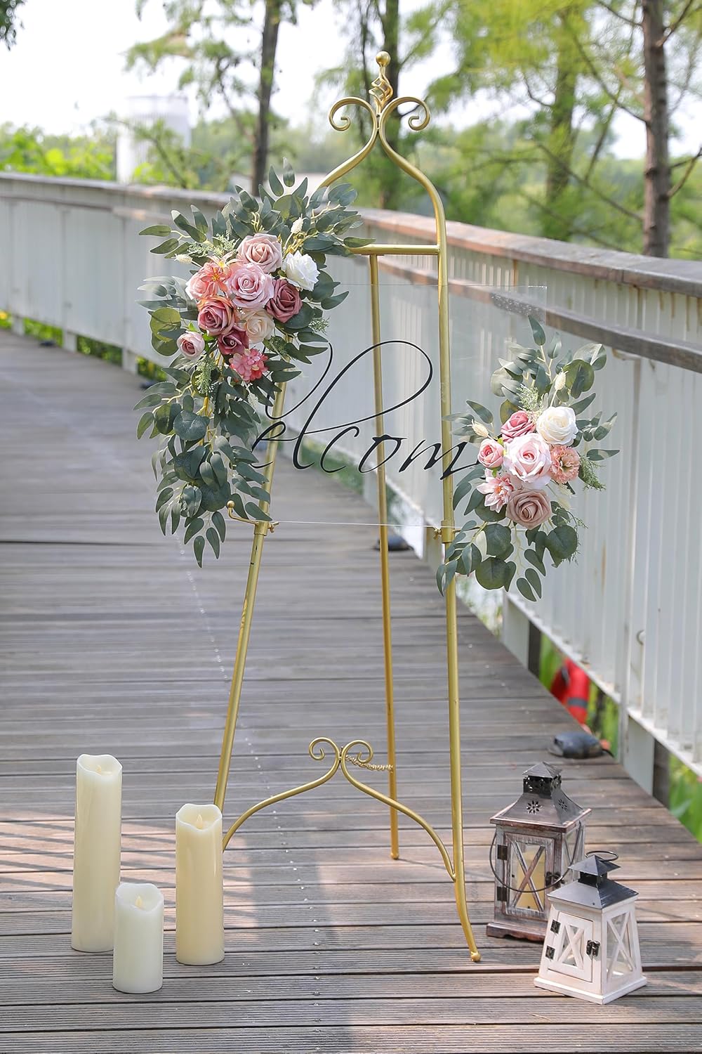 GAATEEK Artificial Dusty Rose Wedding Arch Flowers Pack of 2