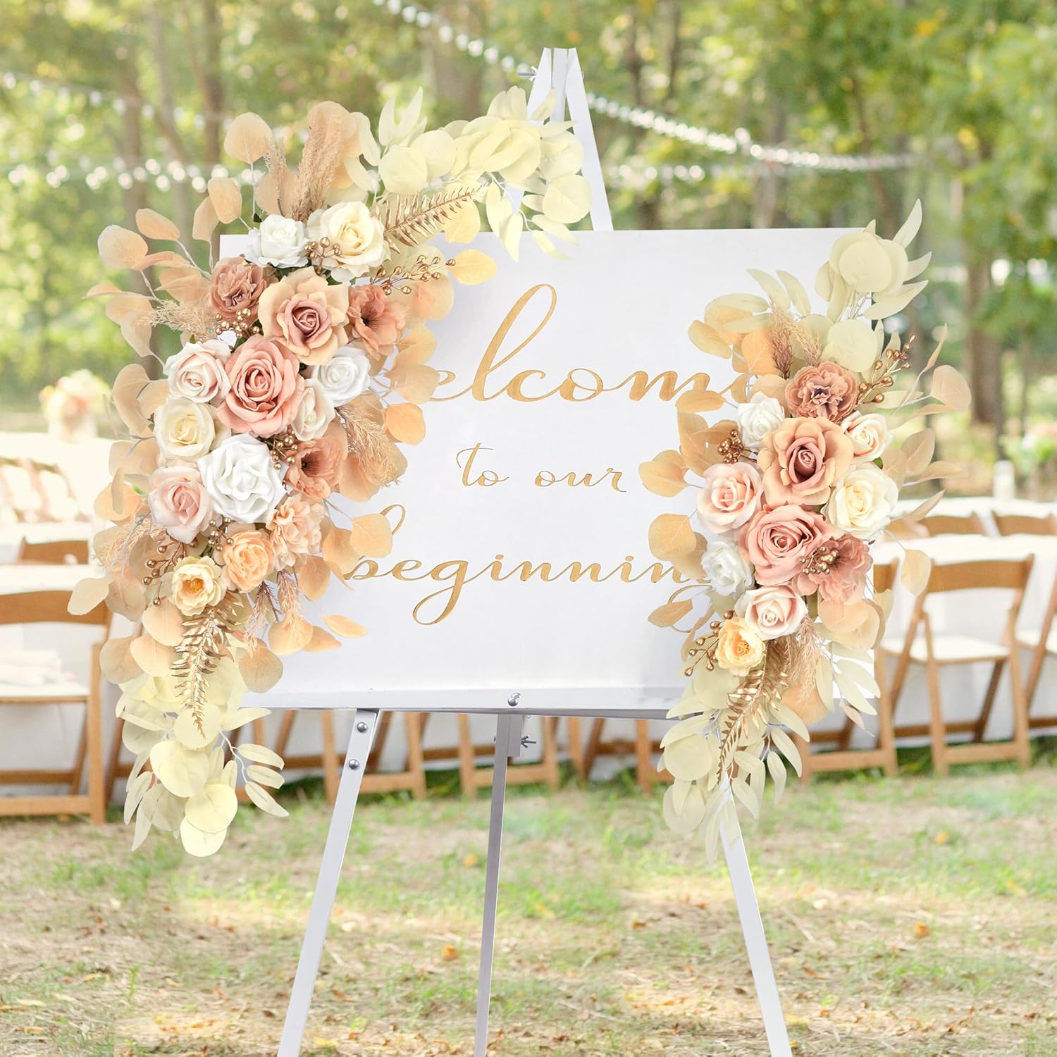 Tings Time Wedding Arch Flowers Set Pack of 2 Beige