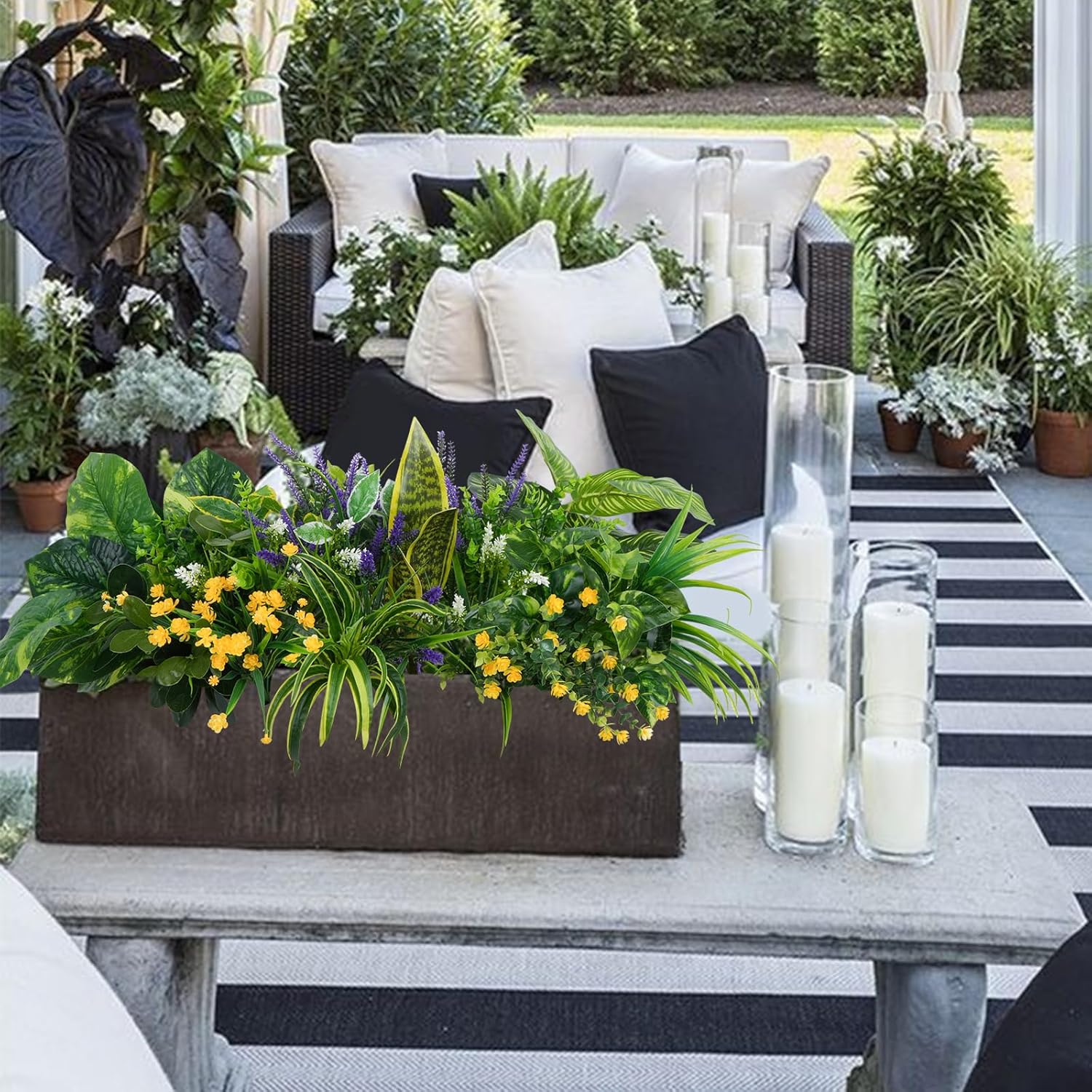 19 Piece Fake Plants Set for Outdoor Decor