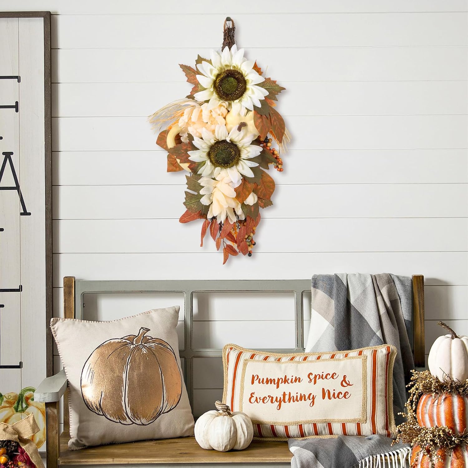 INSUNSIX 2PCS Artificial Fall Teardrop Garland