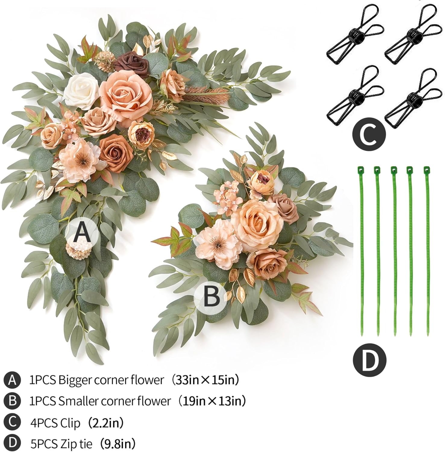 Terracotta Wedding Sign Faux Flower Swag Pack of 2