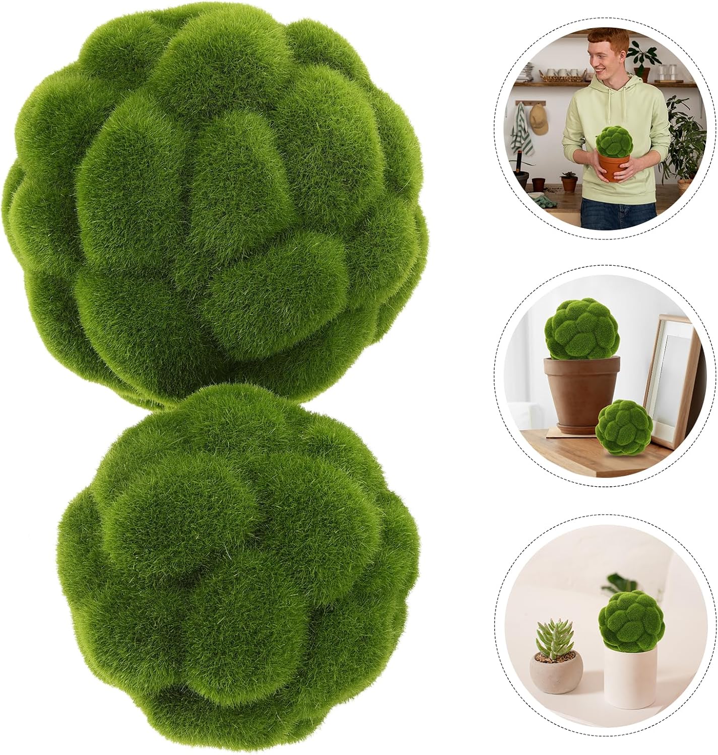 STOBAZA 4pcs Artificial Green Moss Balls for Decor