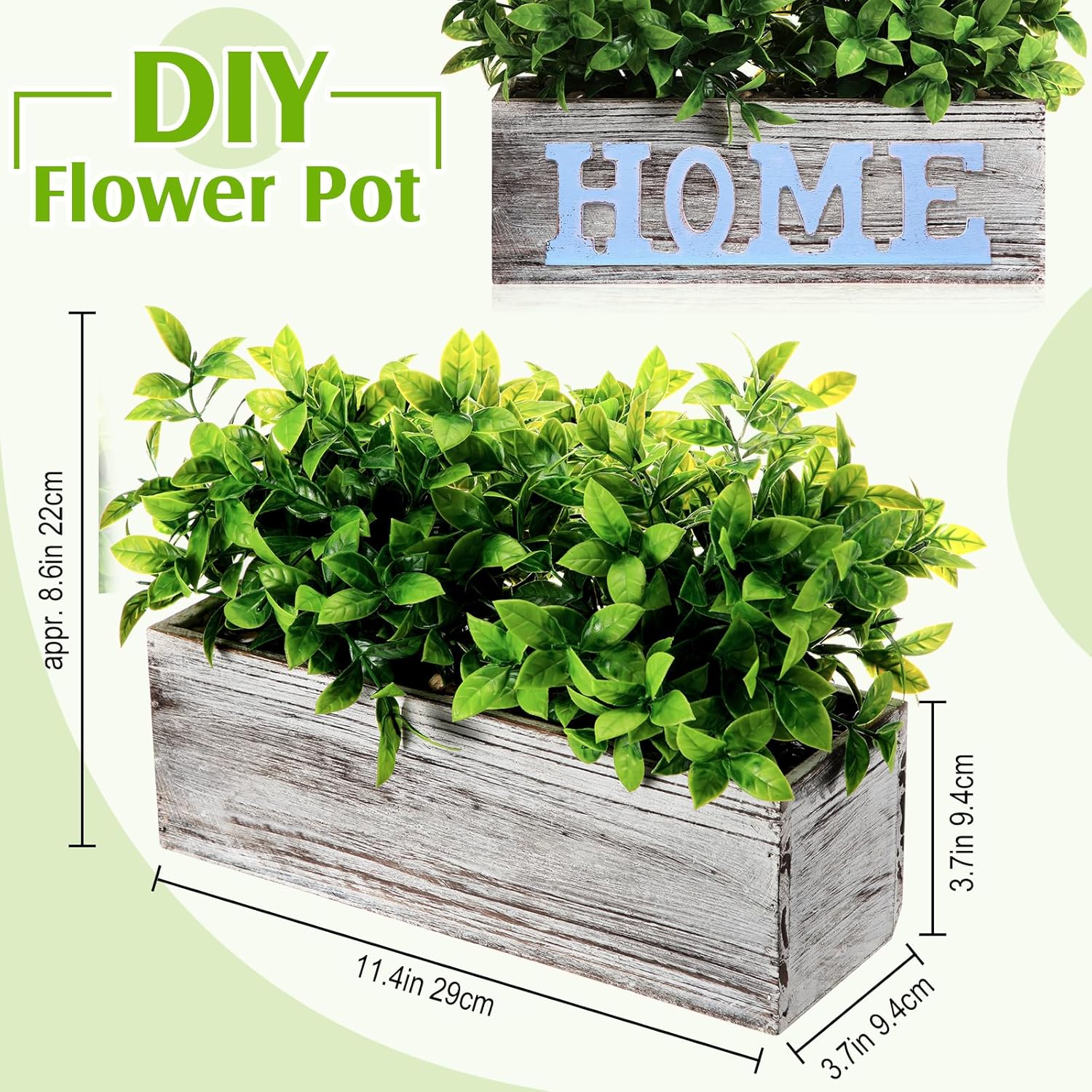 Lyrow 2 Pack Artificial Eucalyptus Plants in Wooden Pots