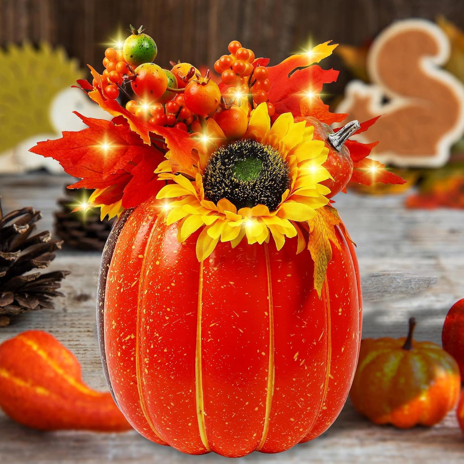 MorTime 11 Inch Lighted Pumpkin Decor