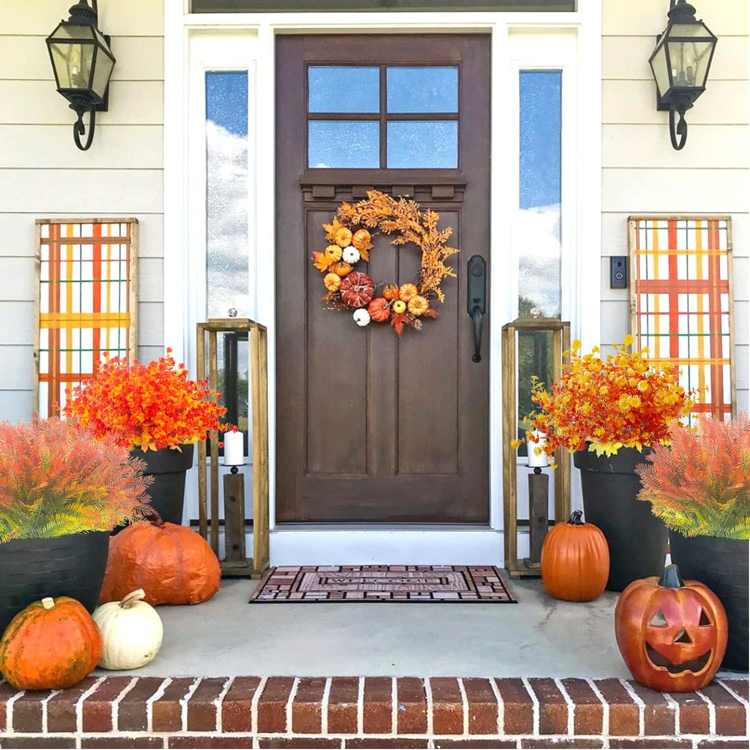 12 Bundles Artificial Fall Flowers UV Resistant Autumn Decor