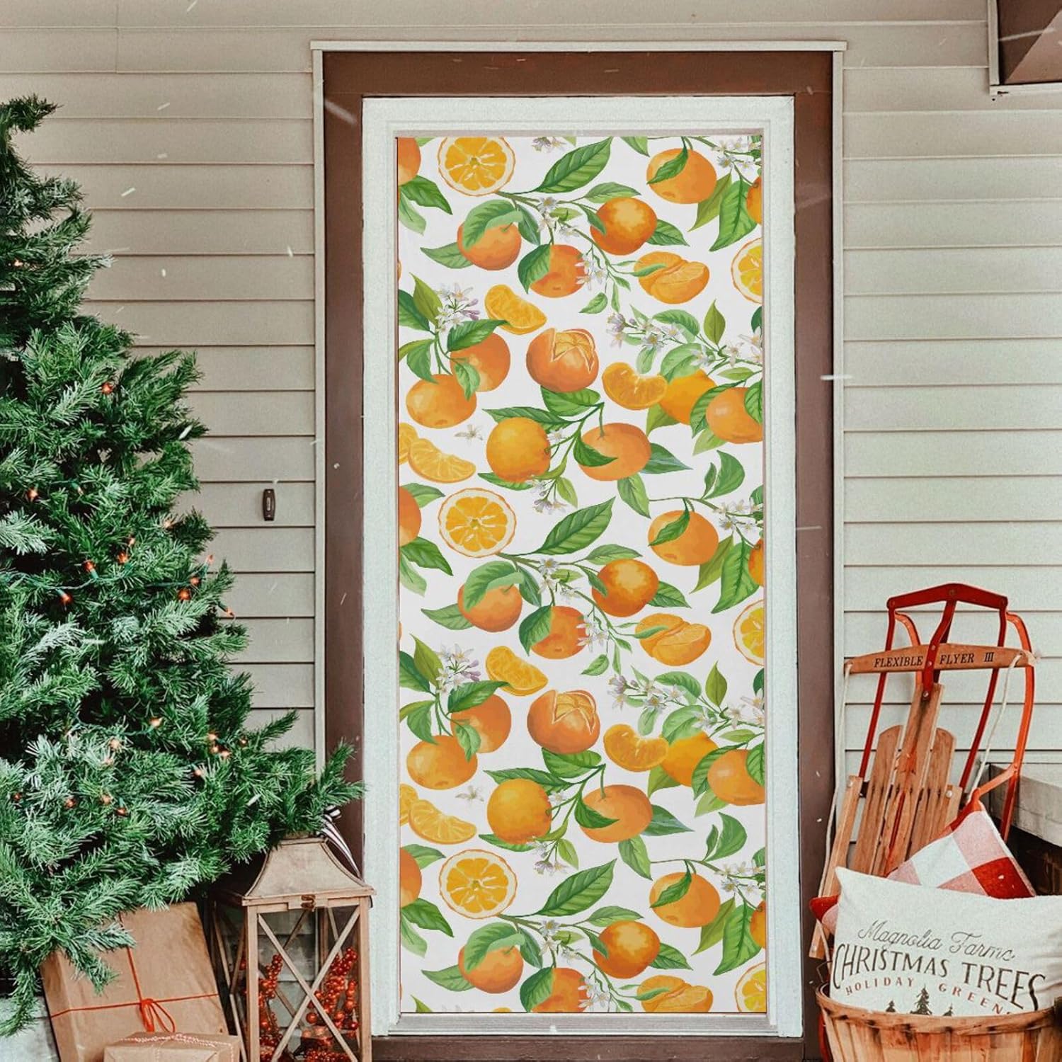 Susiyo Christmas Door Cover Stretch Fabric Decor