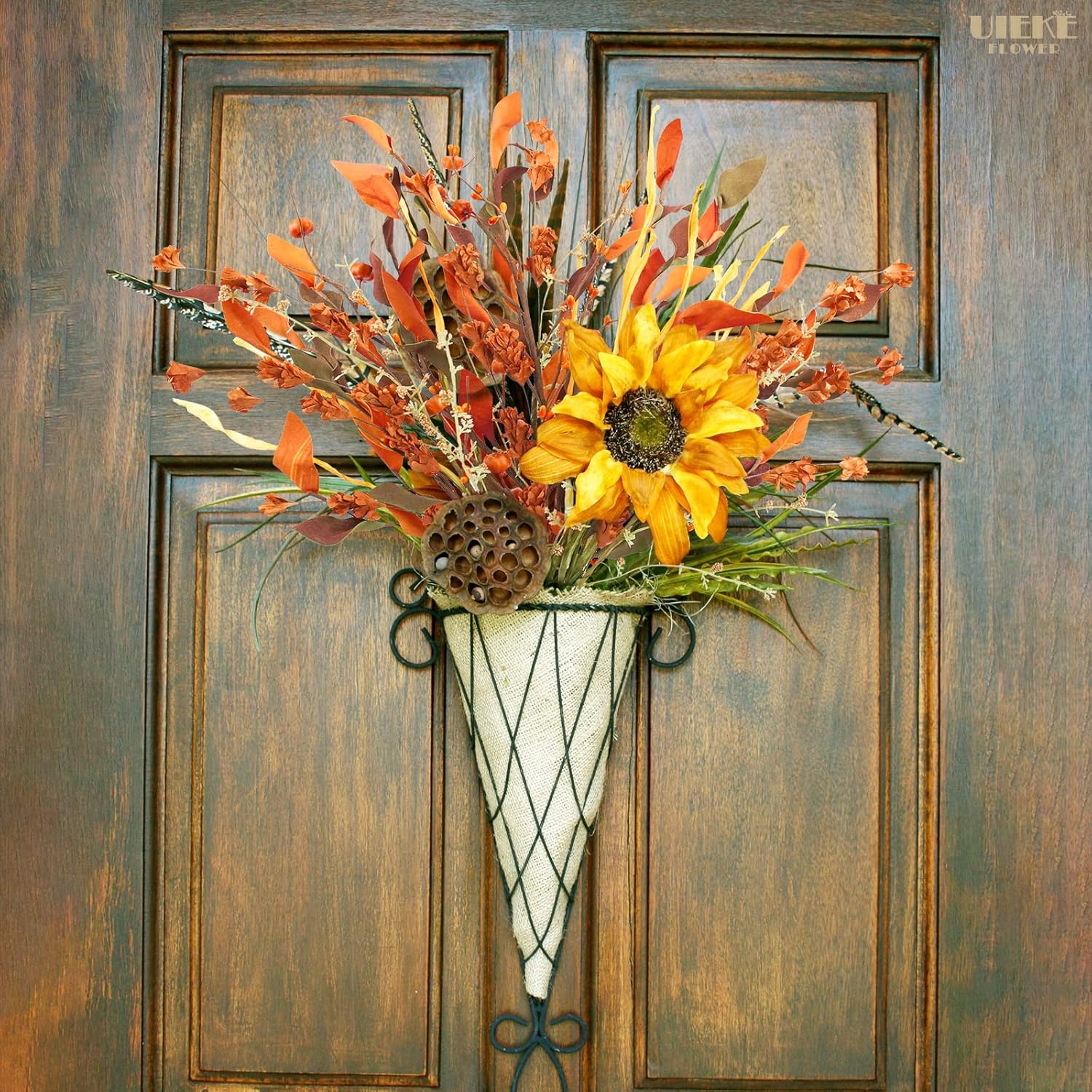 Uieke 2PCS Artificial Fall Flowers with Small Pumpkin