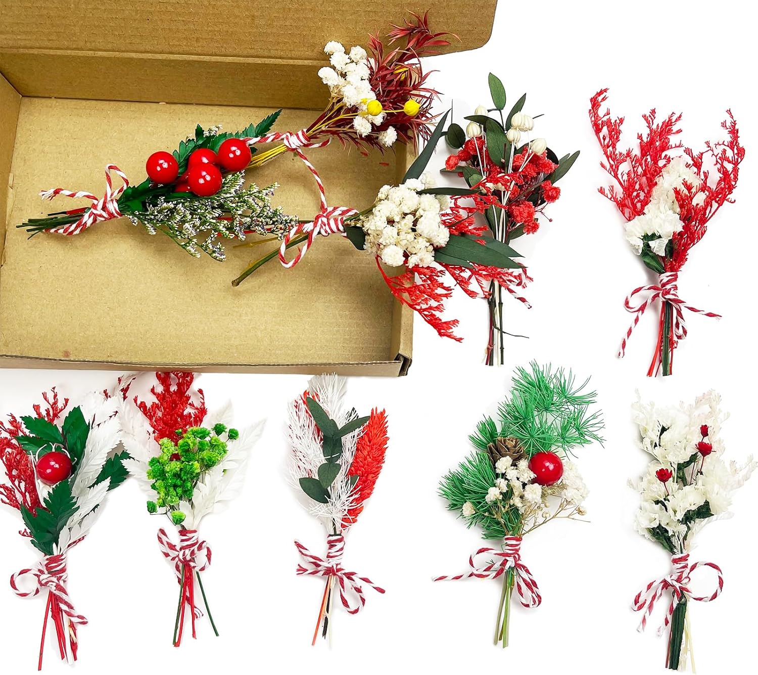 DULRLLY 10pcs Mini Dried Flower Bouquet Bulk