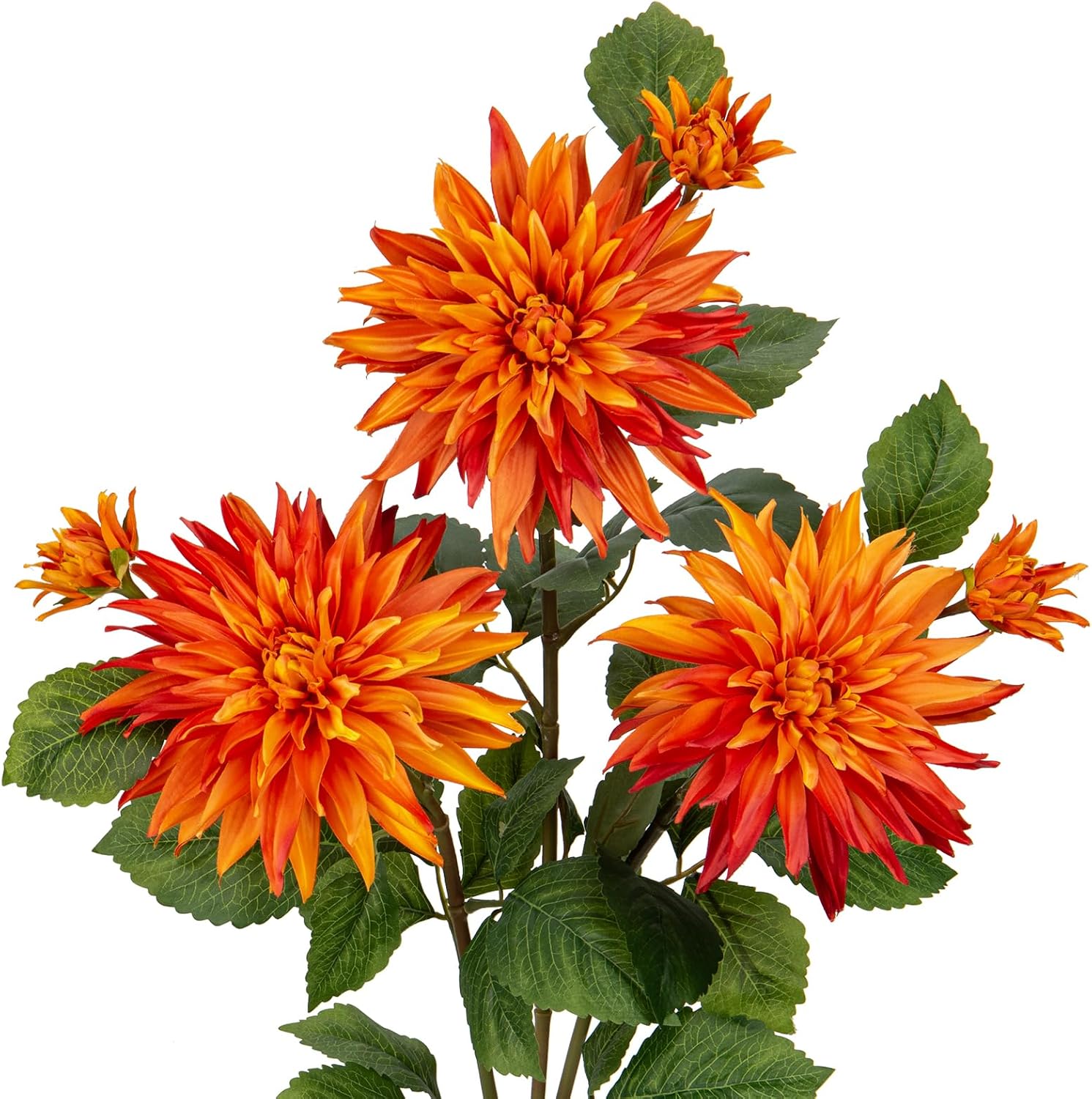 3Pcs Orange Artificial Dahlia Flowers Fall Decor