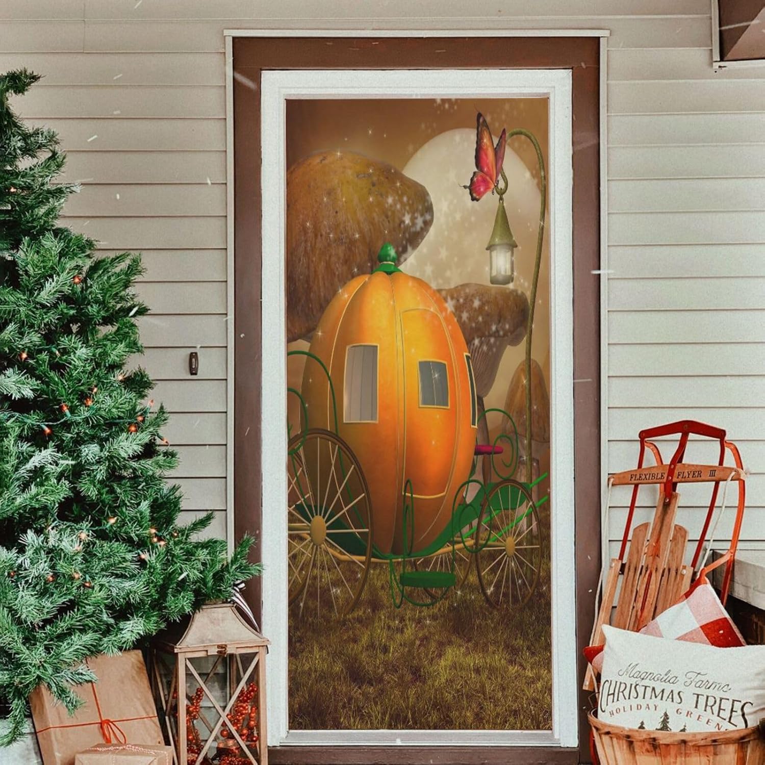 Susiyo Pumpkin Carriage Door Cover Fabric Decor 36x98in