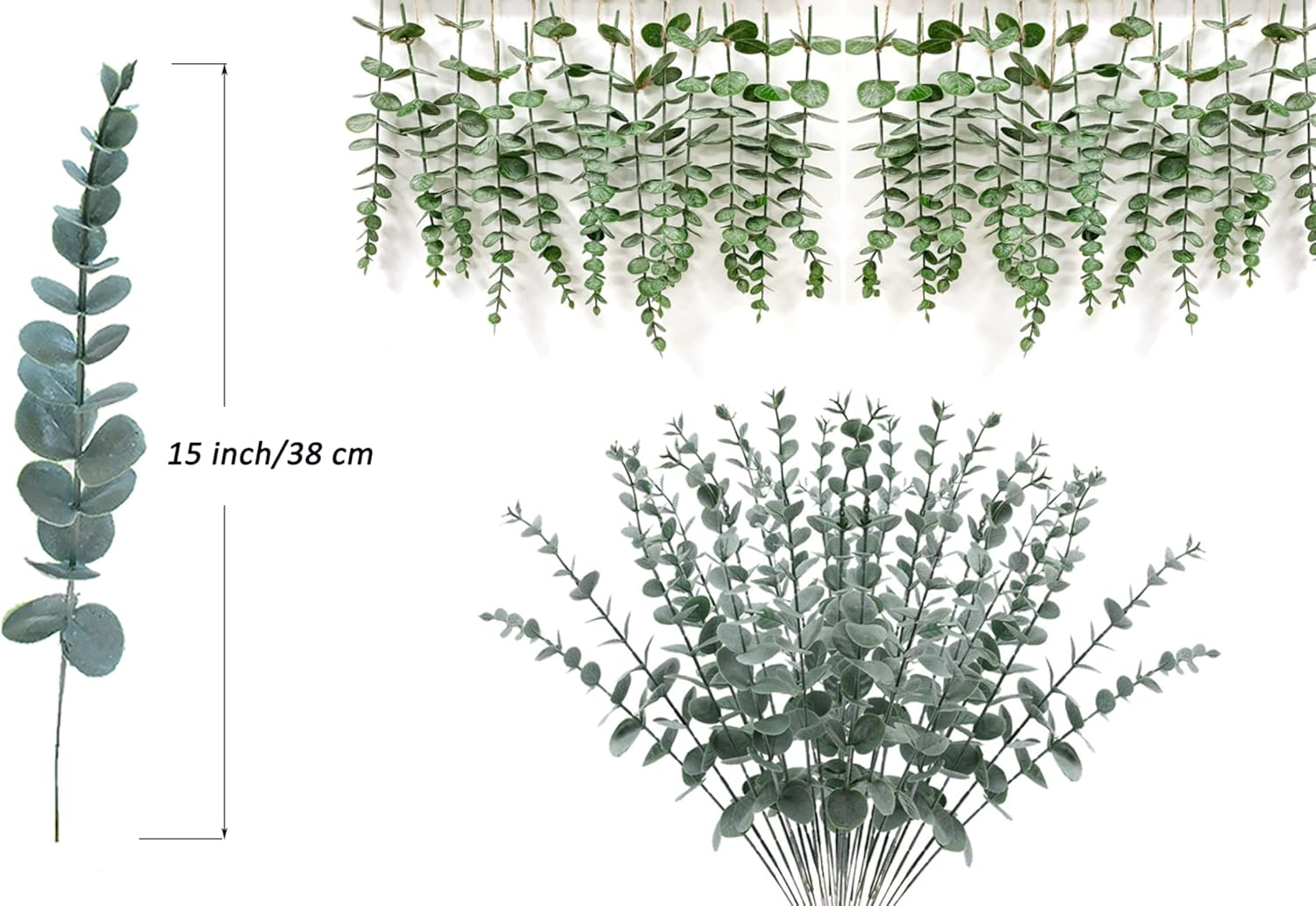 ABAJI Artificial Eucalyptus Greenery with Frost