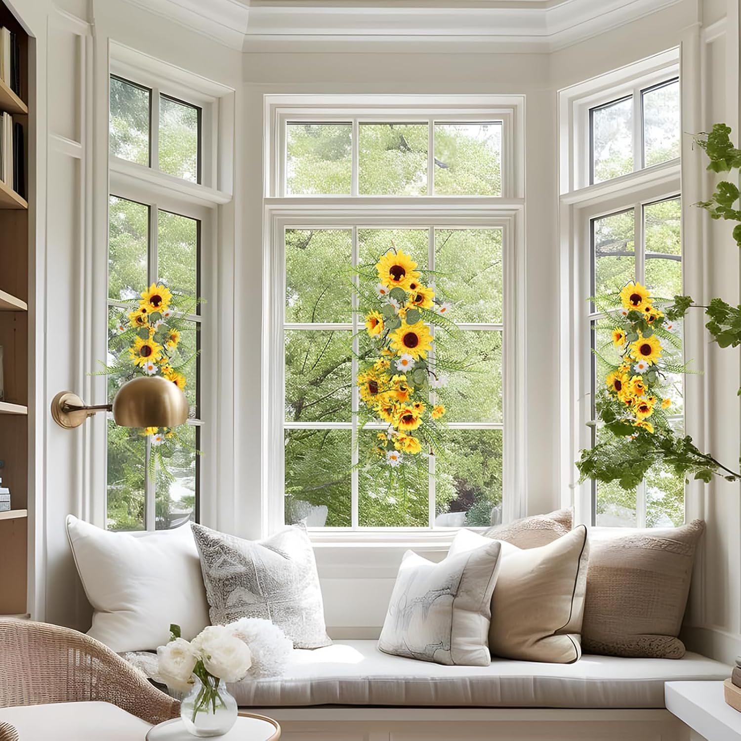 2PCS Artificial Sunflower Swags for Front Door