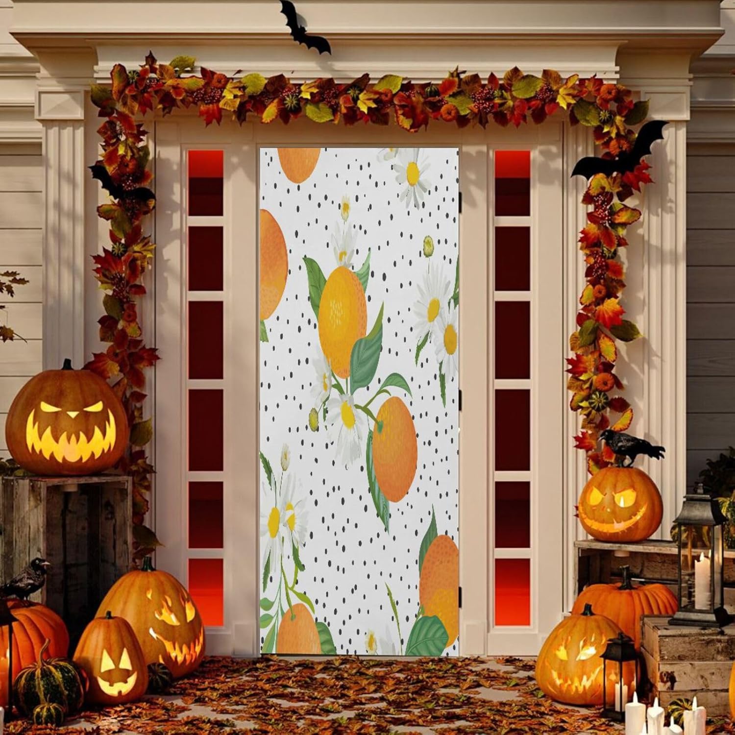 Susiyo Tropic Fruits Leaves Daisy Flowers Christmas Door Cover 32x79