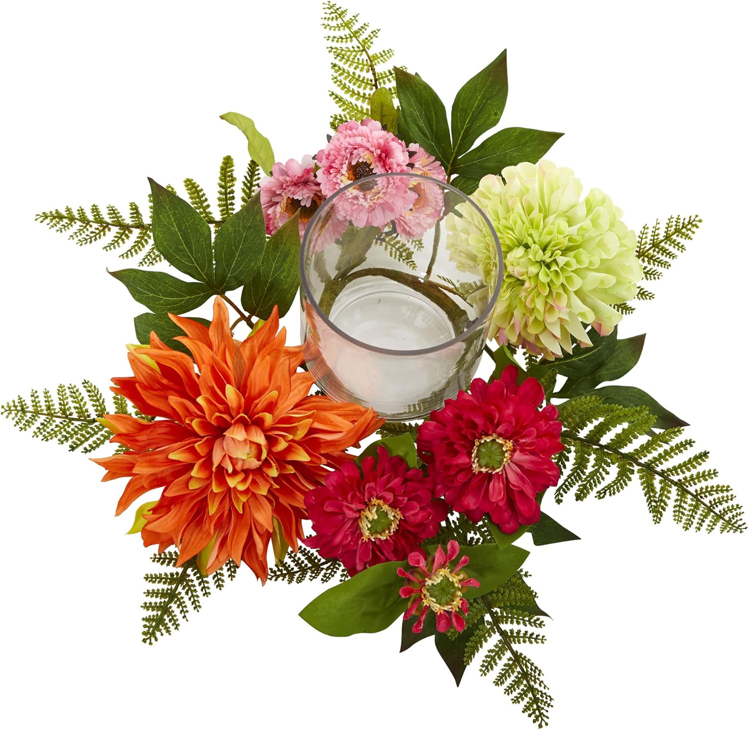 Nearly Natural 17in Mixed Floral Candelabrum with Clear Stand