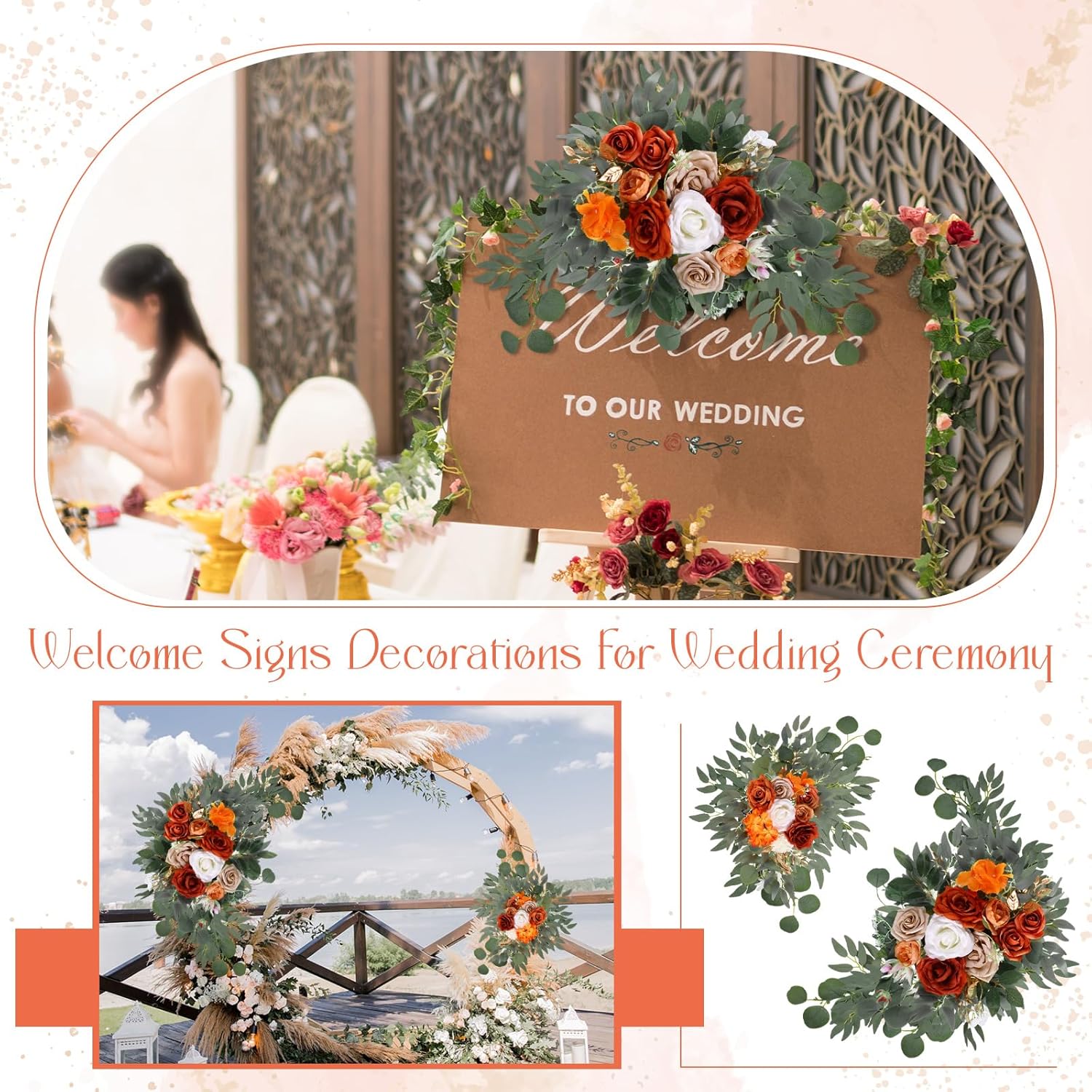 Hotop Honey Orange Gradient Artificial Flower Arch Set of 4