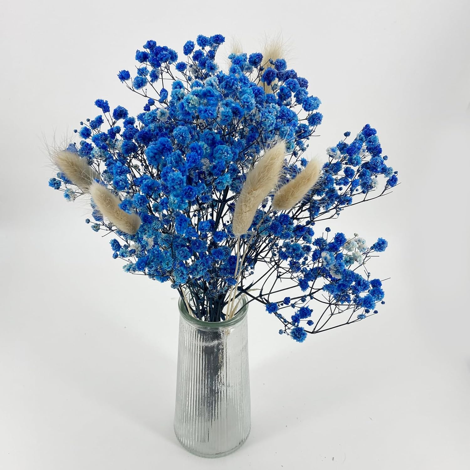 LBREVOGA Dried Flower Bouquet Blue Gypsophila