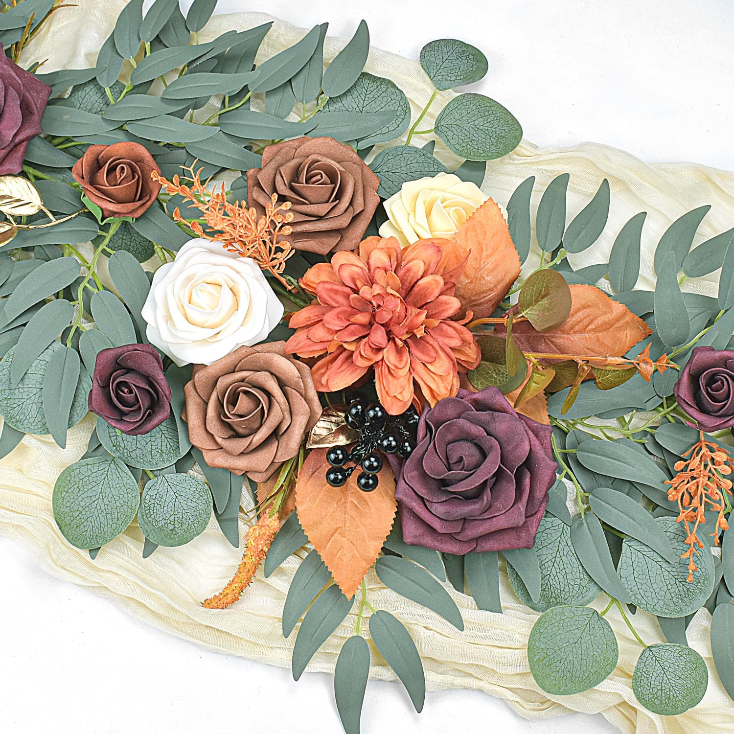 6 Ft Burnt Orange Flower Garland for Wedding and Home Decor