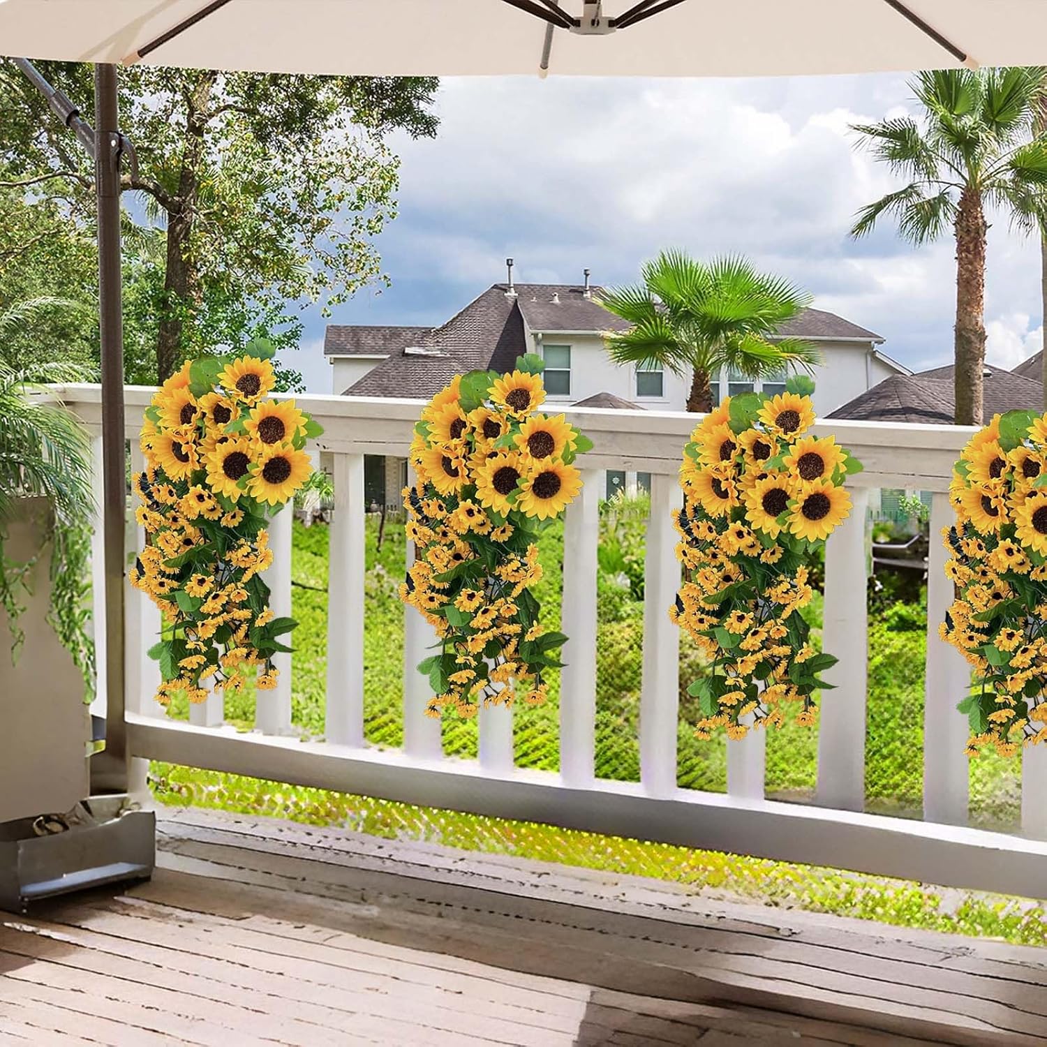 Daily Treasures 2PCS Artificial Hanging Yellow Sunflowers
