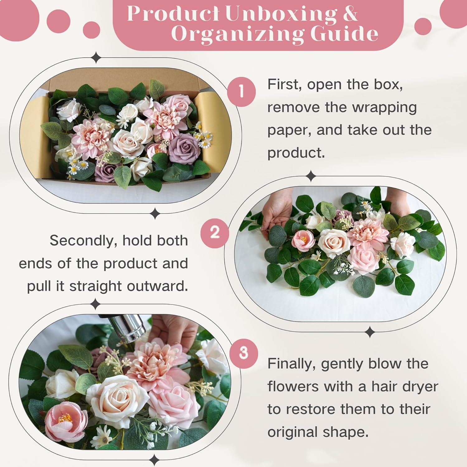 Flrunwu Artificial Flowers Decor Pack of 2