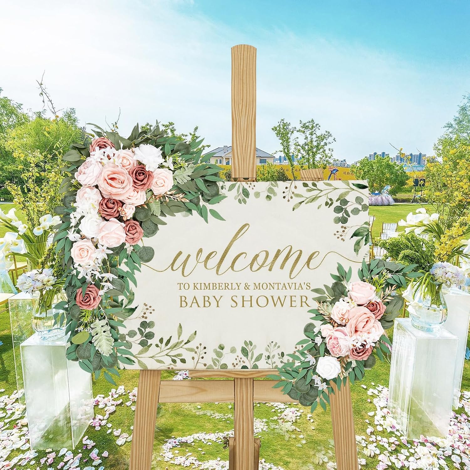 Emivery Dusty Rose Wedding Arch Flowers