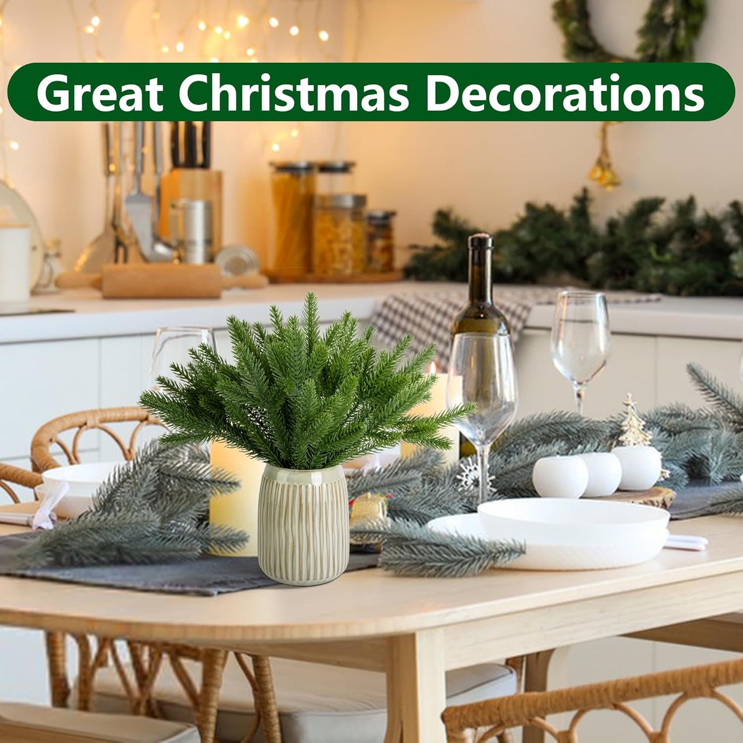 Alpurple 45 Packs Artificial Pine Garland - 102 x 25 Inch