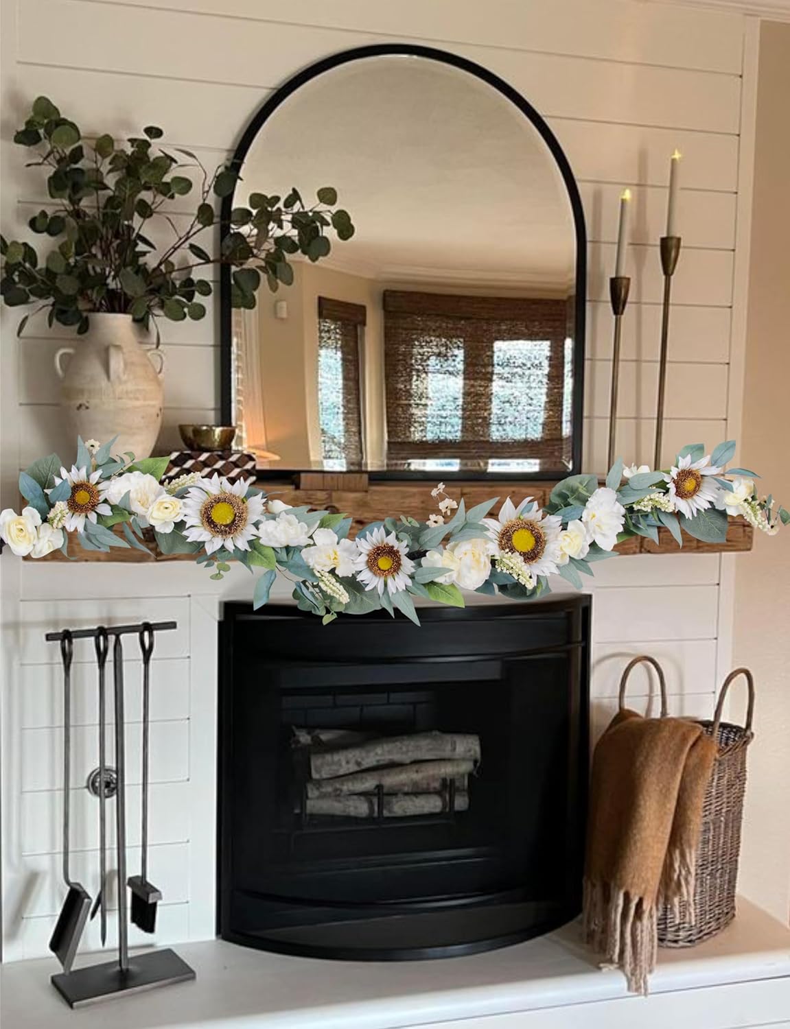 6 Ft Warm White Artificial Flower Garland Decor