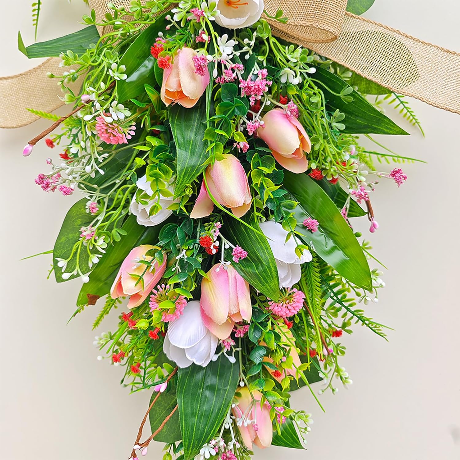 Belupai Tulips Teardrop Swag Decor