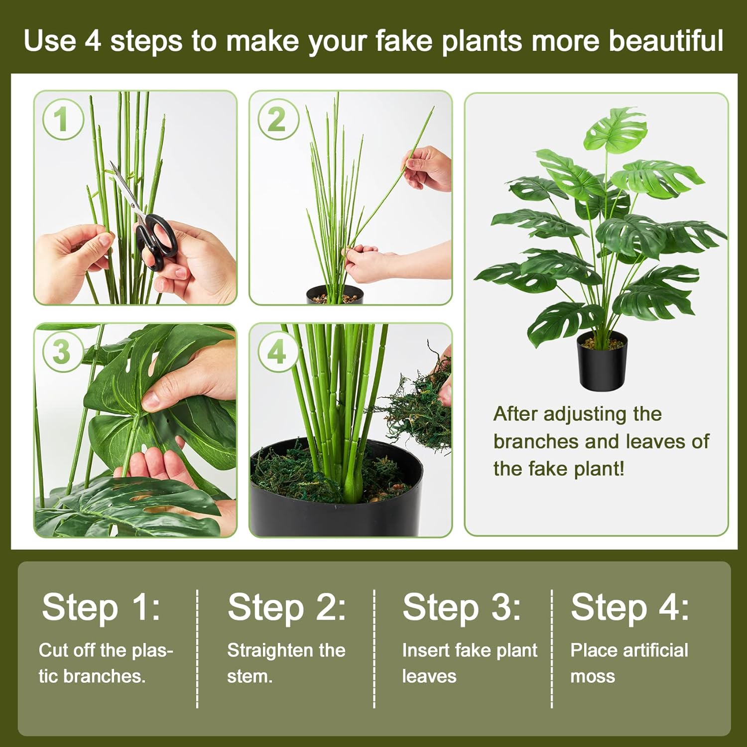 Guheake 28 Inch Fake Plants Artificial Monstera with Planter