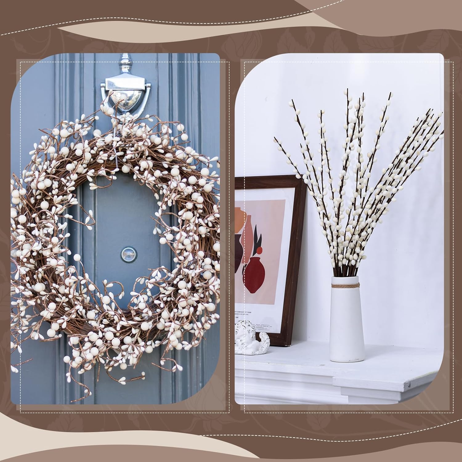 20 Stems 315 Inch Artificial Pussy Willow Branches for Vases