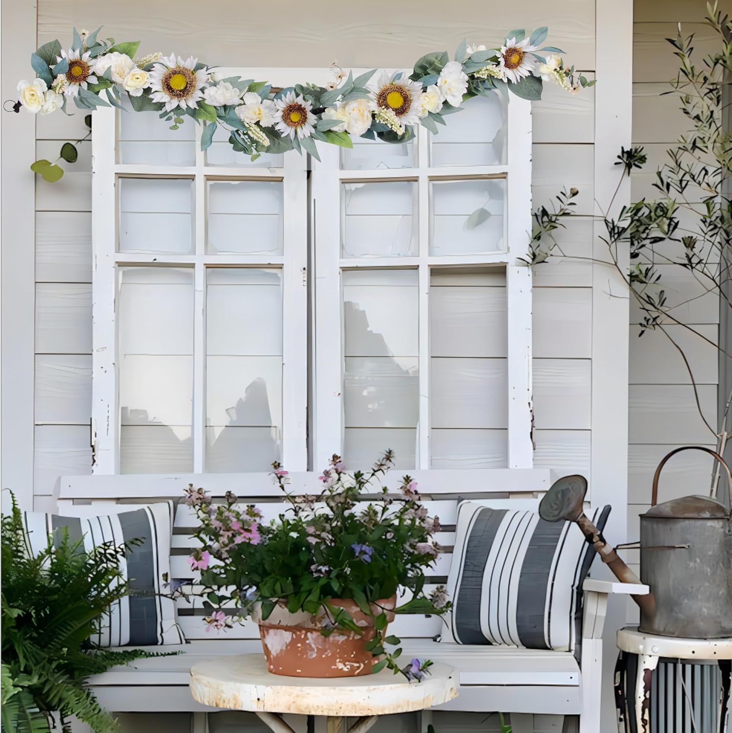 6 Ft Warm White Artificial Flower Garland Decor
