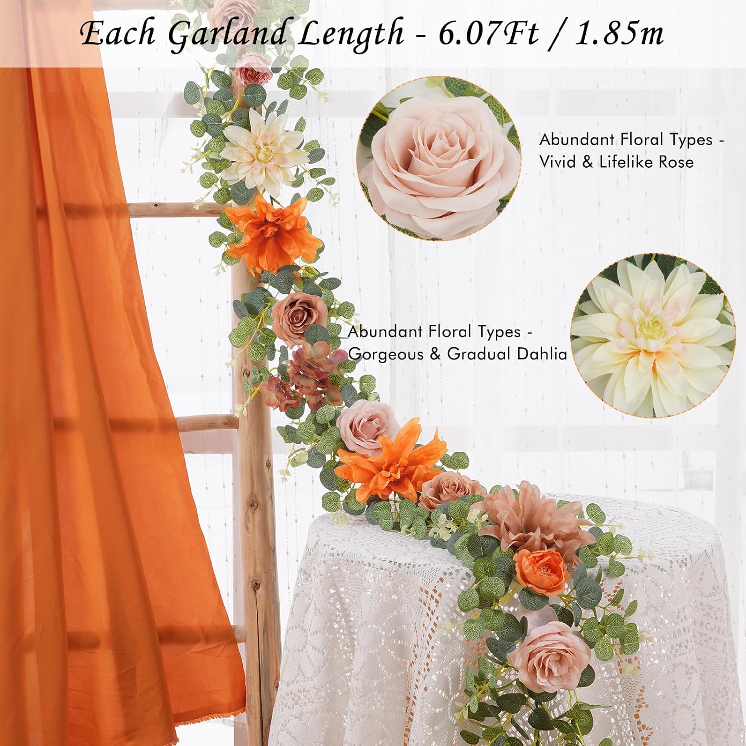 Waipfaru Fall Garland Decor 607 Ft Eucalyptus Flowers