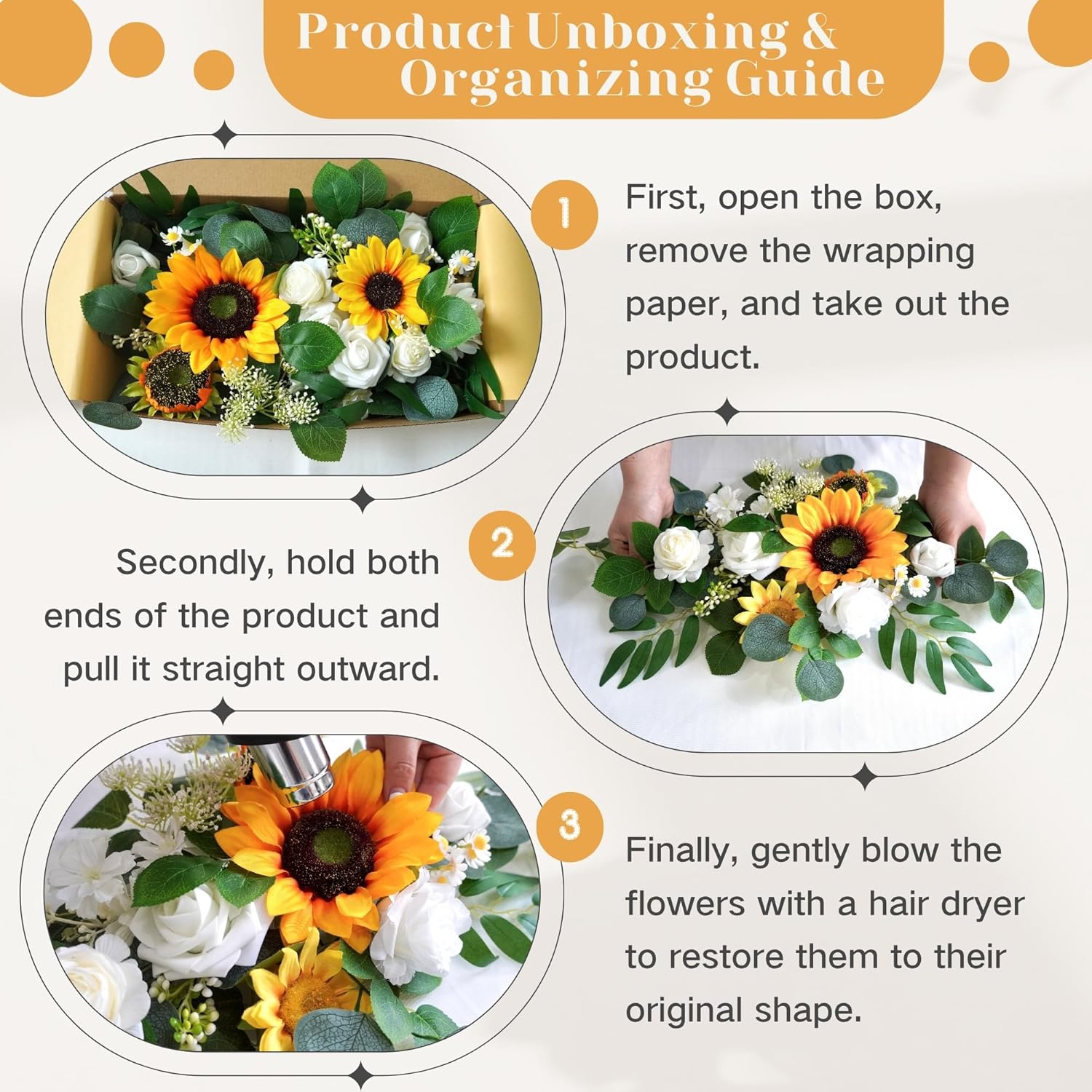 Artificial Sunflower Decorations Pack of 2 for Wedding