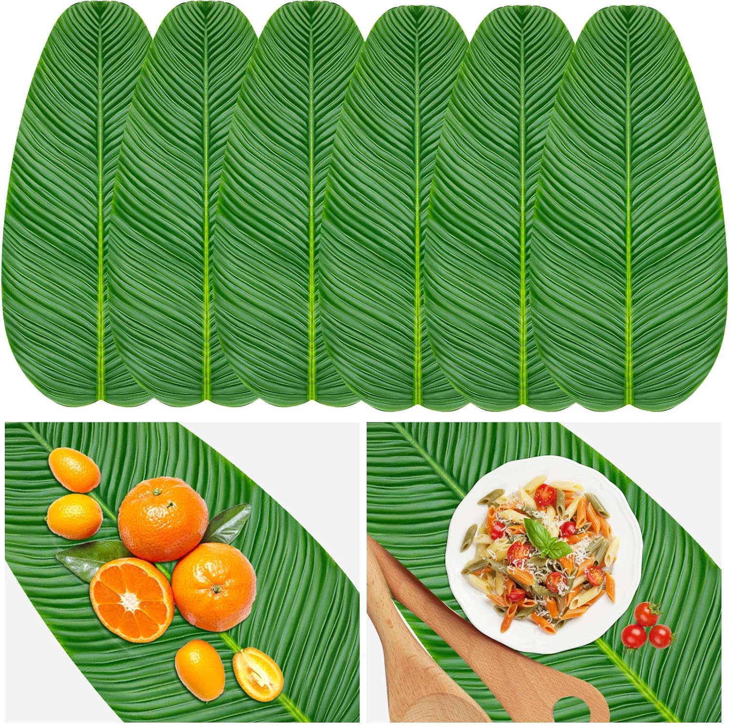 Jexine 8 Pcs Artificial Banana Leaves for Decor