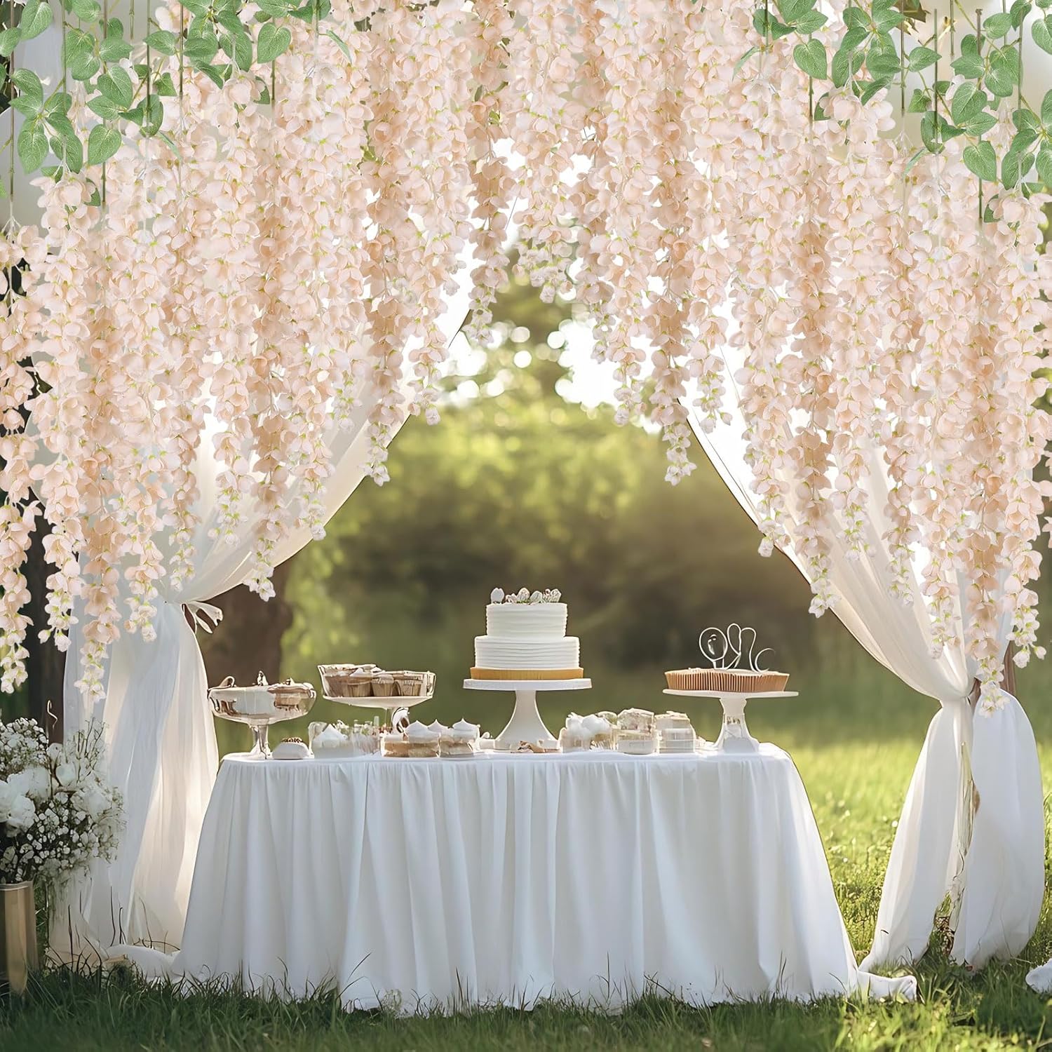 Mizii 6Pcs Beige Wisteria Artificial Garland