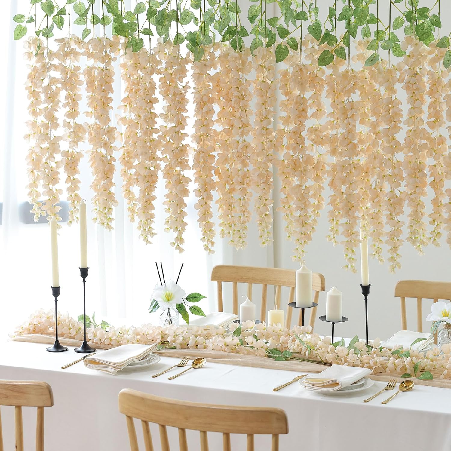 Mizii 6Pcs Beige Wisteria Artificial Garland