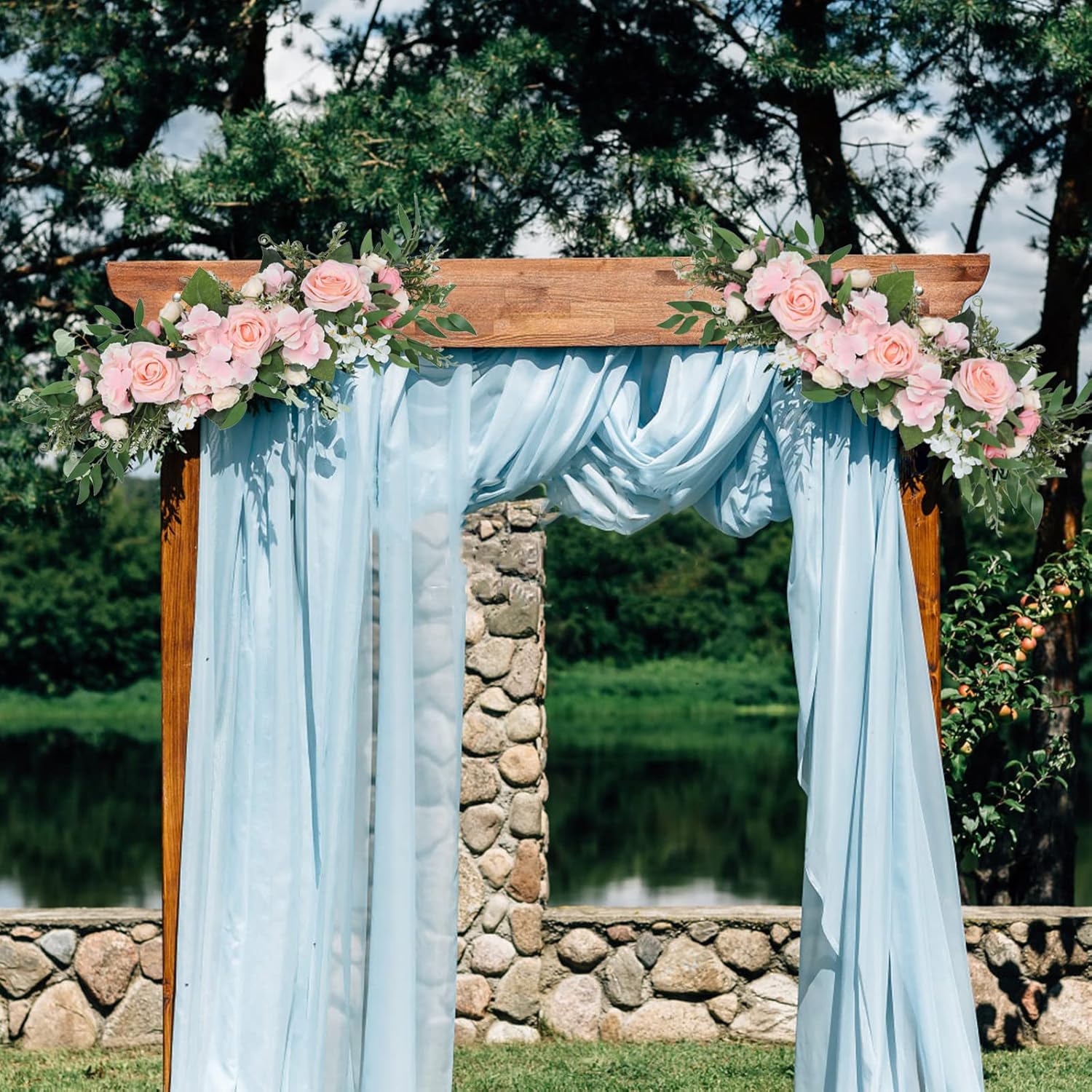 Artificial Rose Wedding Arch Decor Pink Floral Swag
