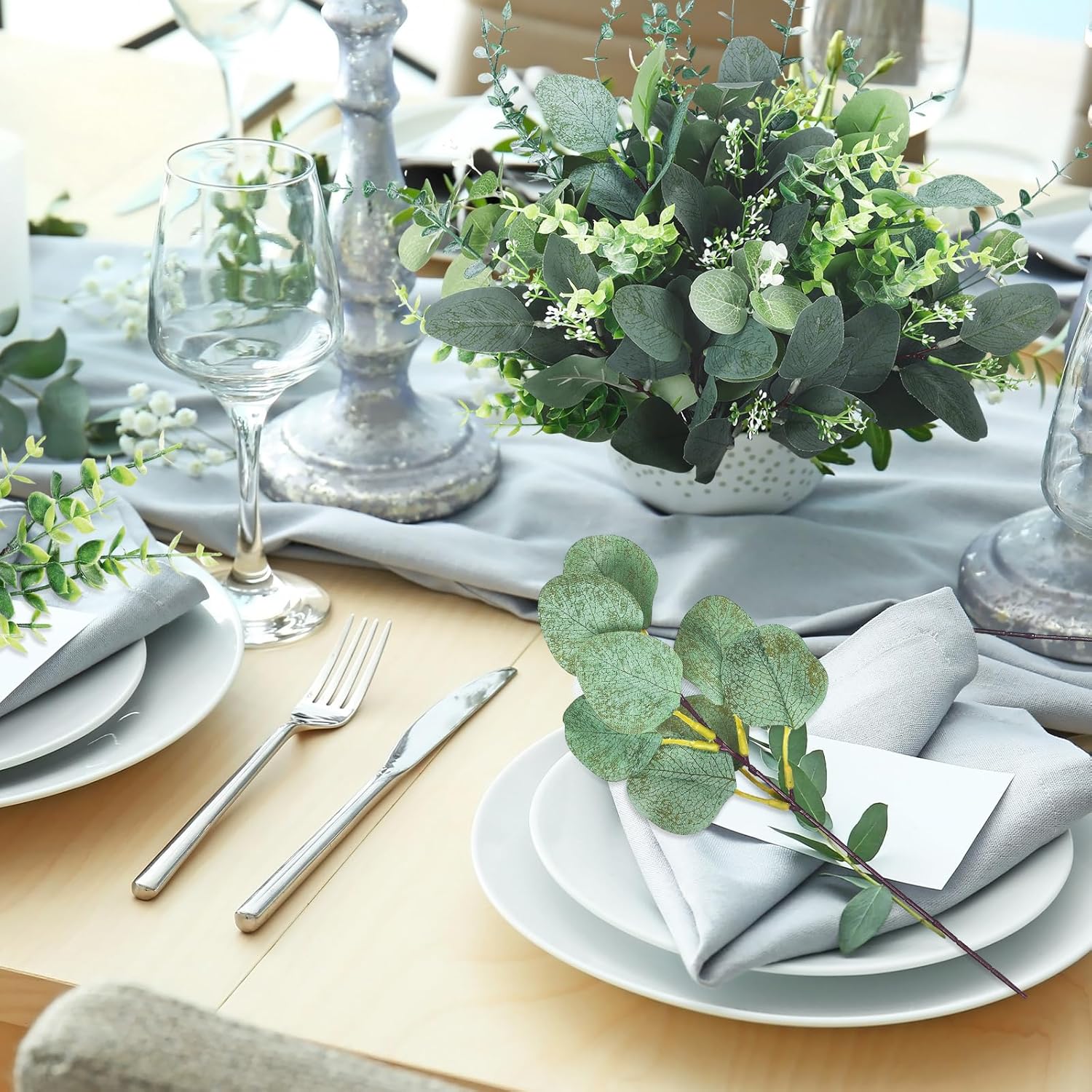Ceenna 300 Pcs 6 Kinds Artificial Eucalyptus Greenery Bundle