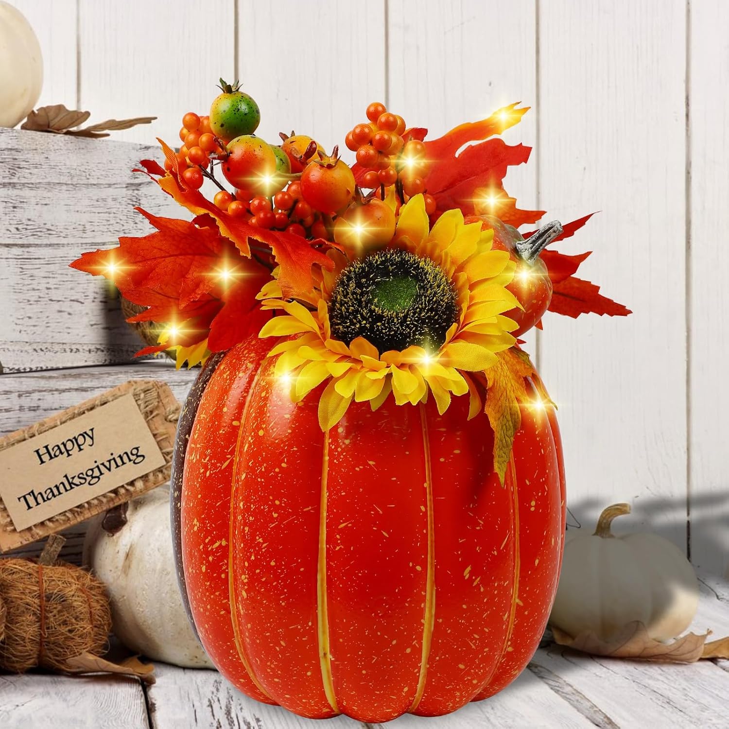 MorTime 11 Inch Lighted Pumpkin Decor