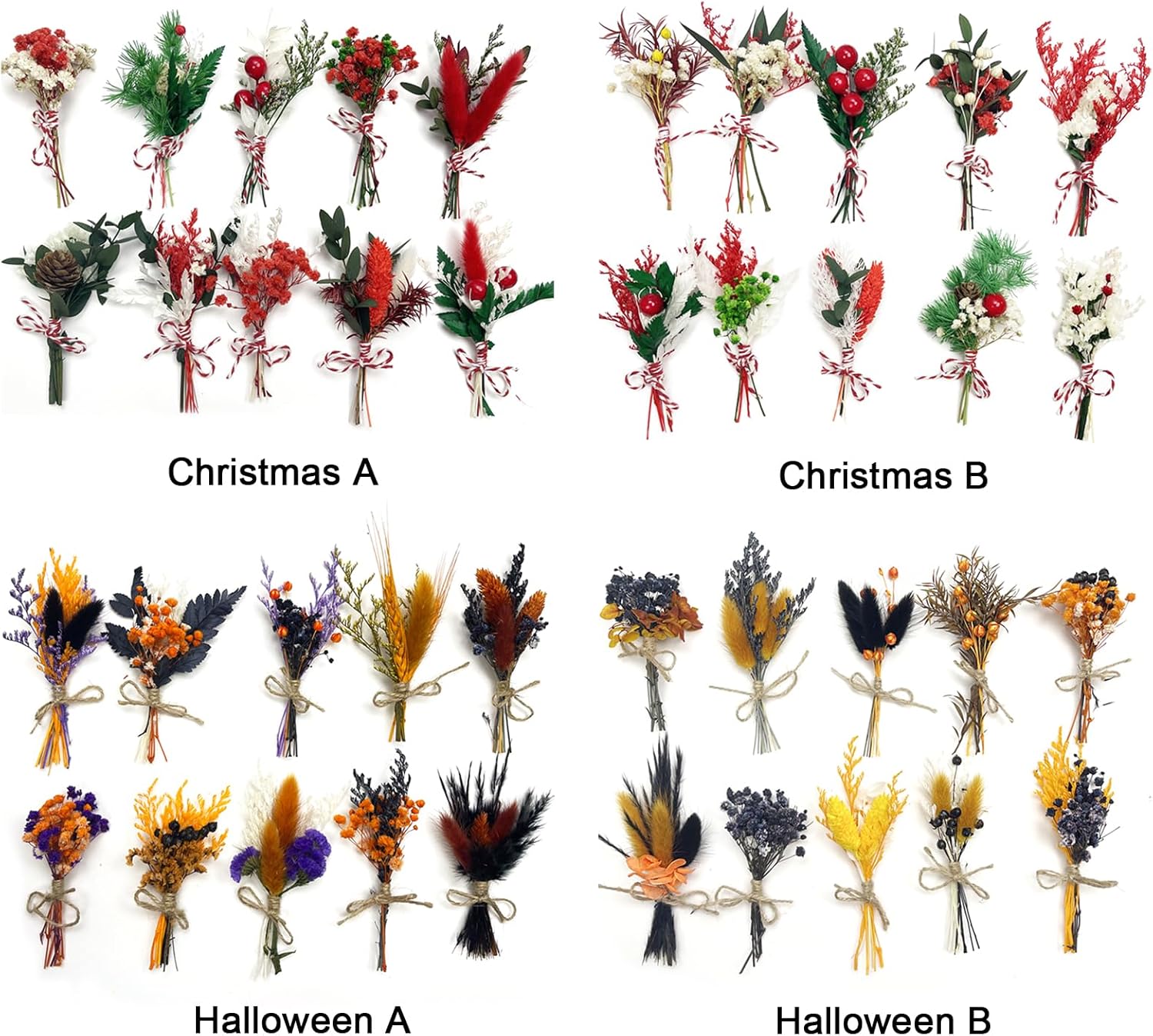 DULRLLY 10pcs Mini Dried Flower Bouquet Bulk
