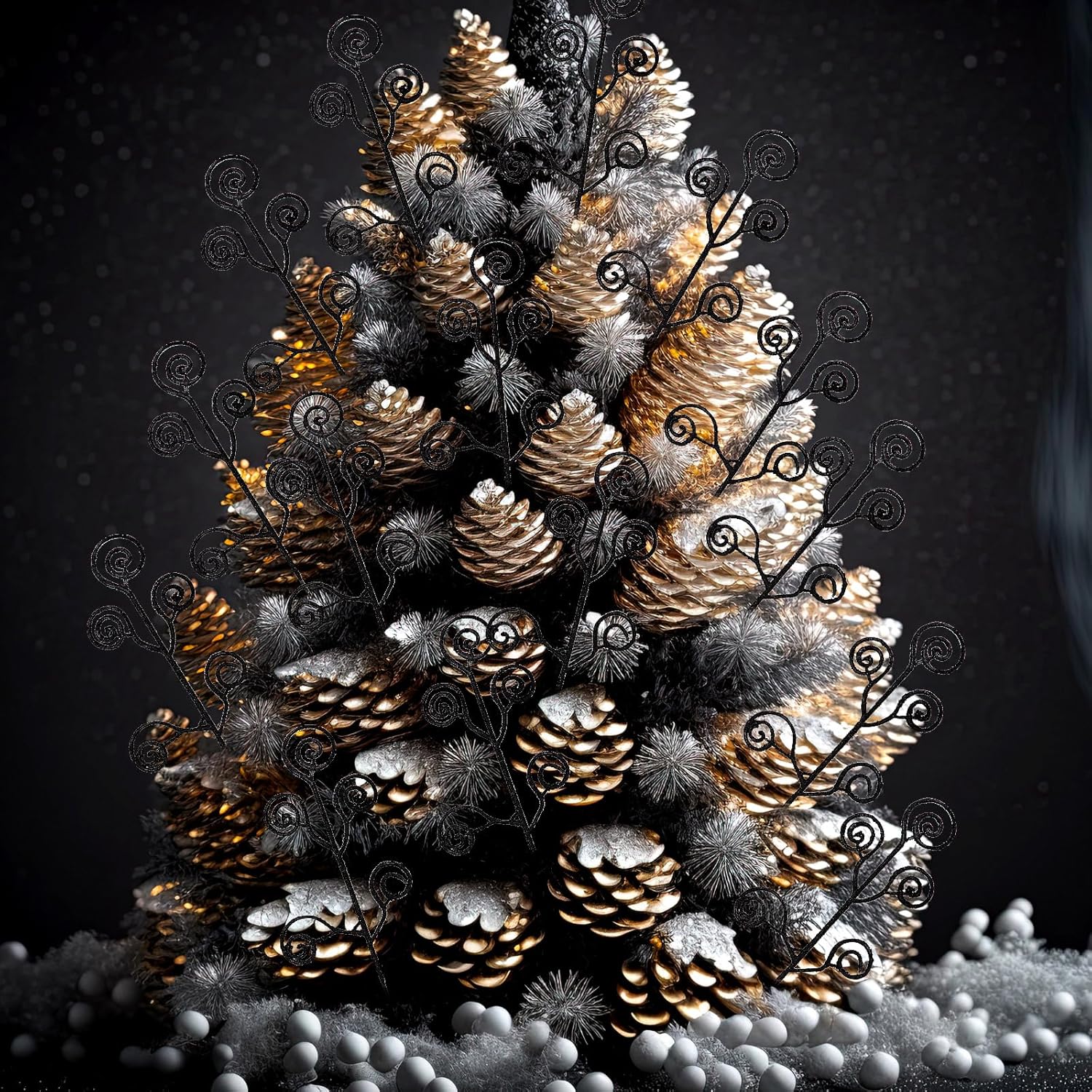 Ysleen 50 Pcs Glitter Tree Picks and Twigs for Wreaths and Vases